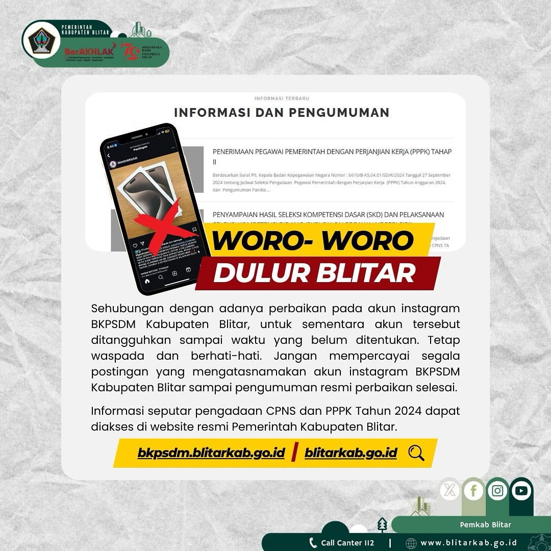 Akun BKPSDM Kabupaten Blitar Terkena Masalah Keamanan