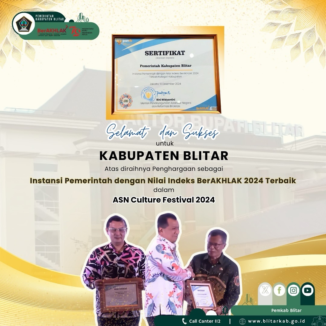 Pemerintah Kabupaten Blitar Raih Penghargaan ASN Culture Festival 2024