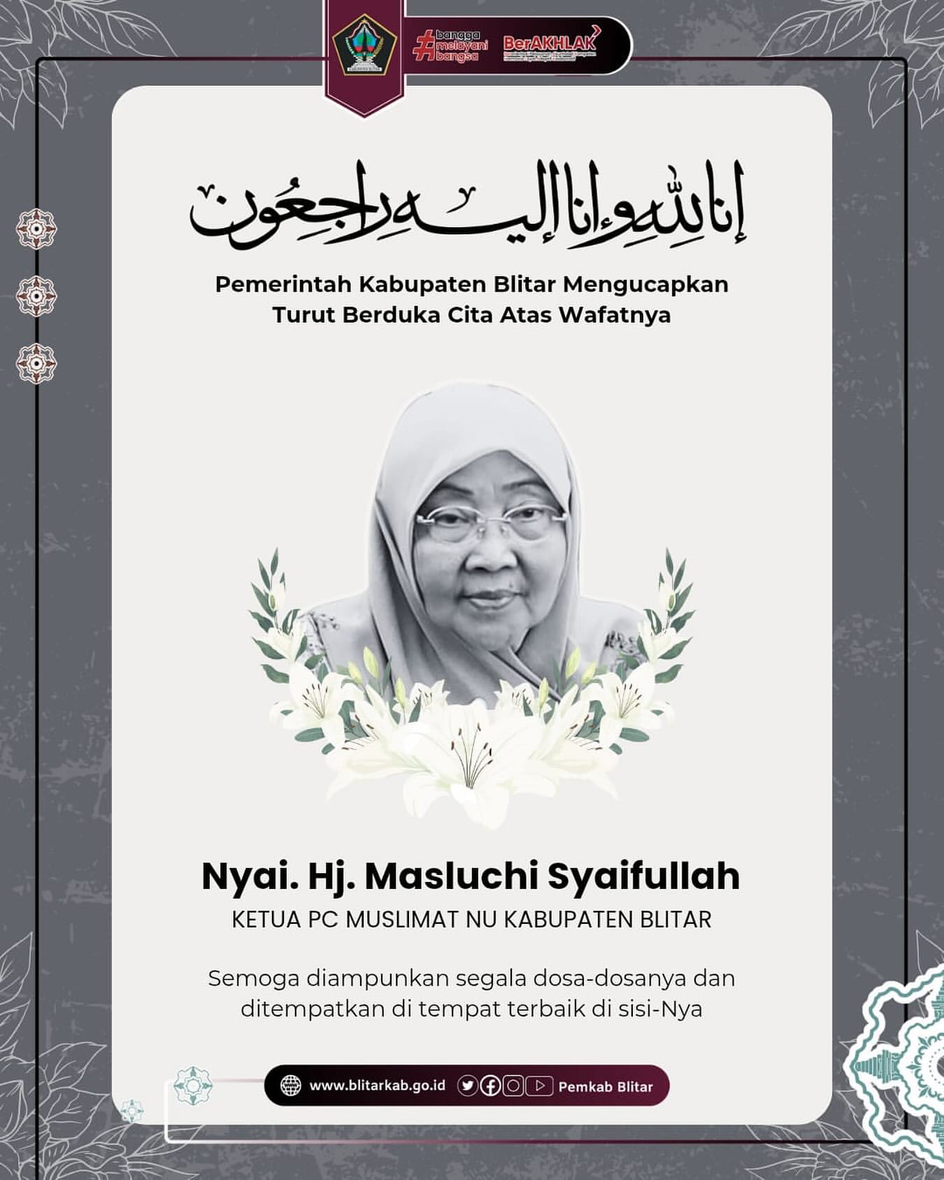 Keluarga Pemkab Blitar Berduka atas Wafatnya Ketua PC Muslimat NU
