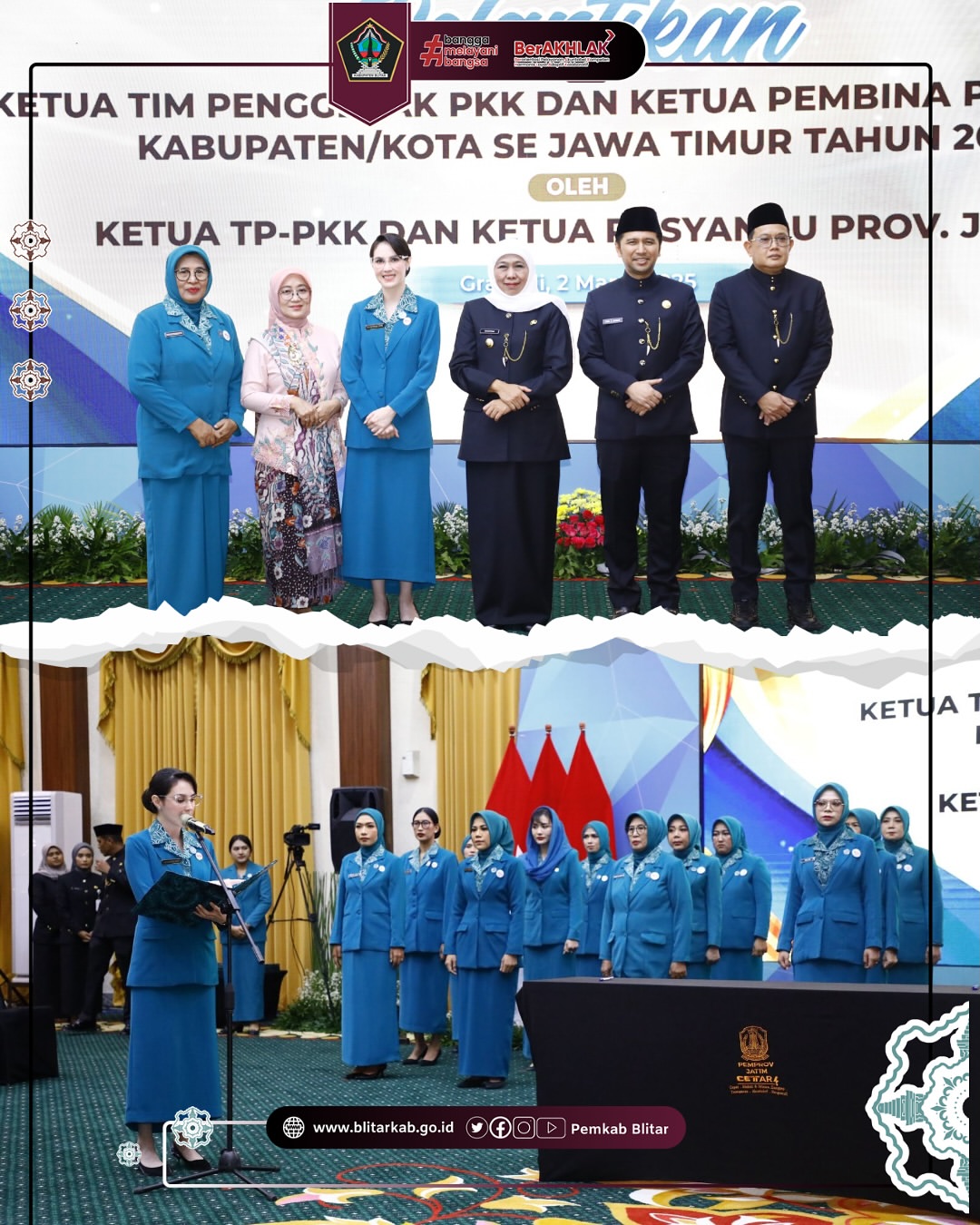 Pemkab Blitar Lantik Ketua TP PKK dan Posyandu Masa Bakti 2025-2030