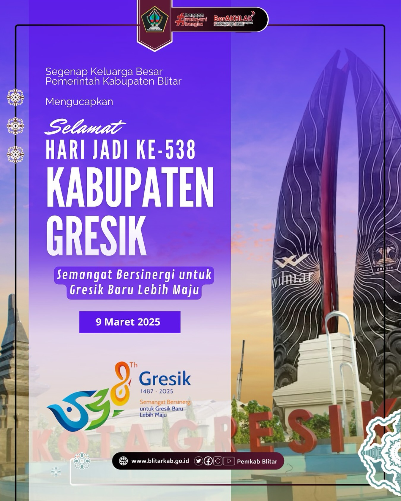 Ucapan Selamat Hari Jadi Kabupaten Gresik yang ke-538
