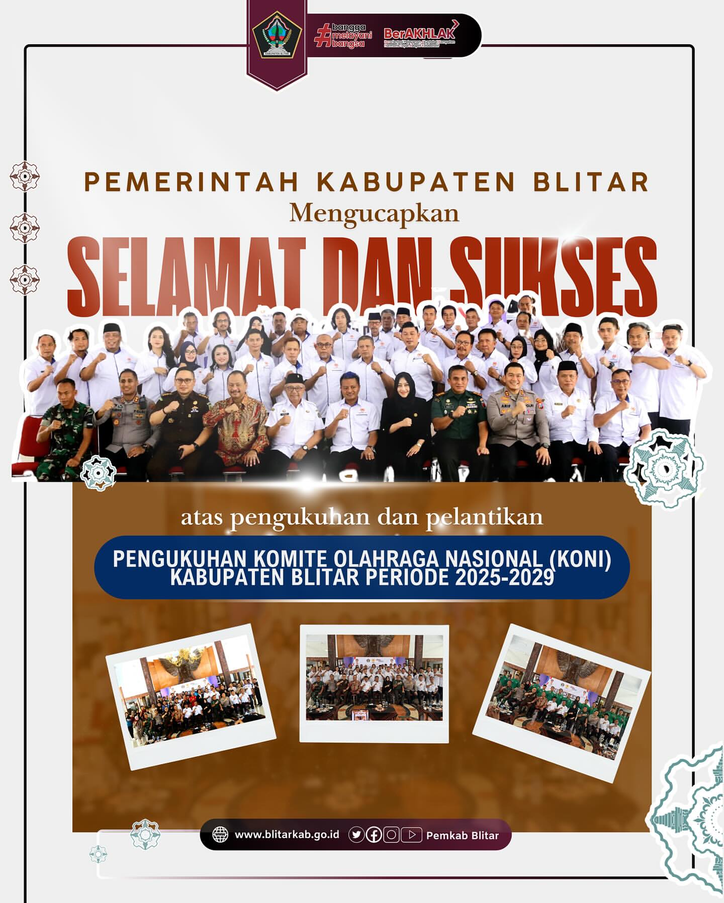 Pelantikan Pengurus KONI Kabupaten Blitar untuk Periode 2025-2029