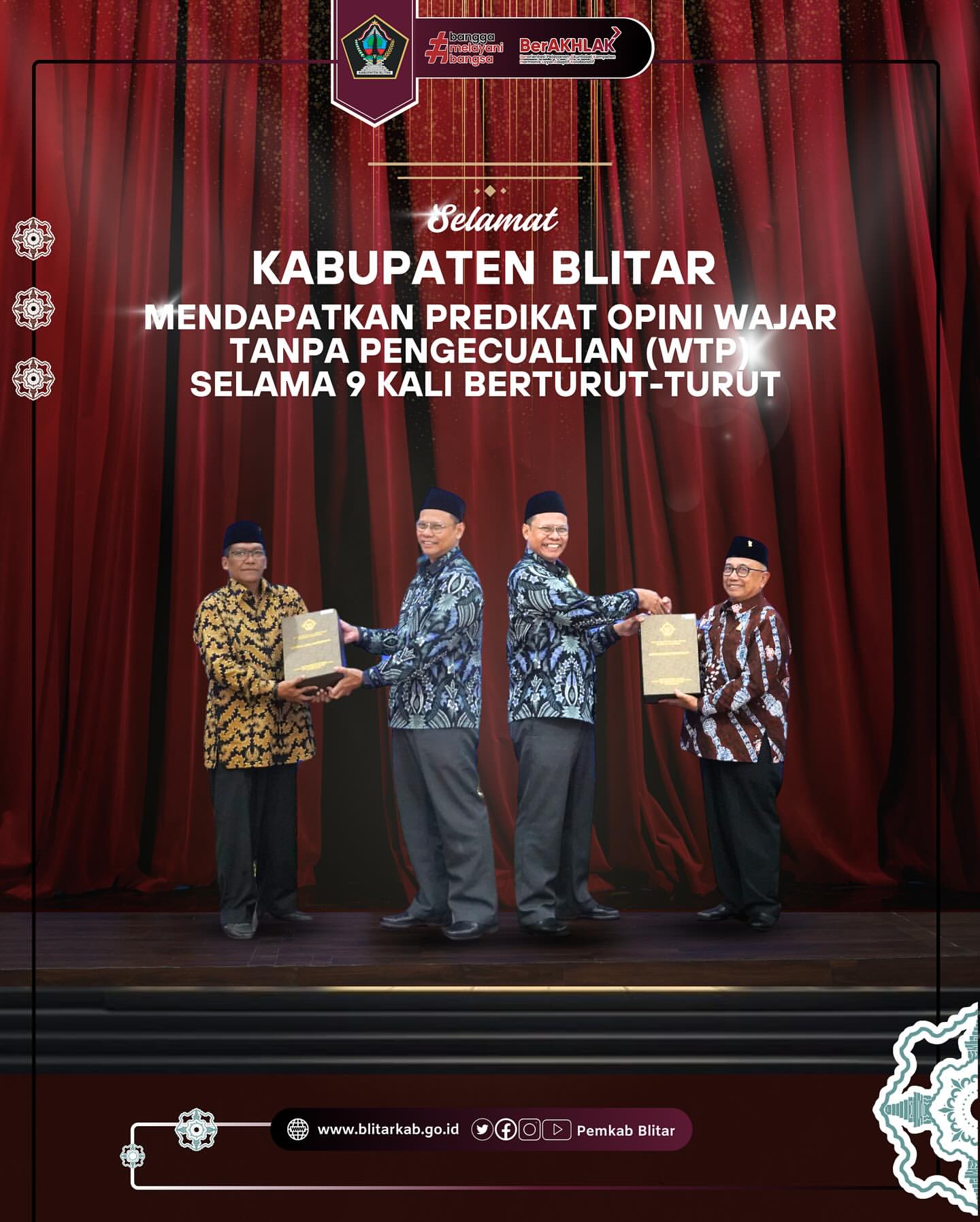 Pemerintah Kabupaten Blitar Raih Predikat WTP untuk Kesembilan Kalinya