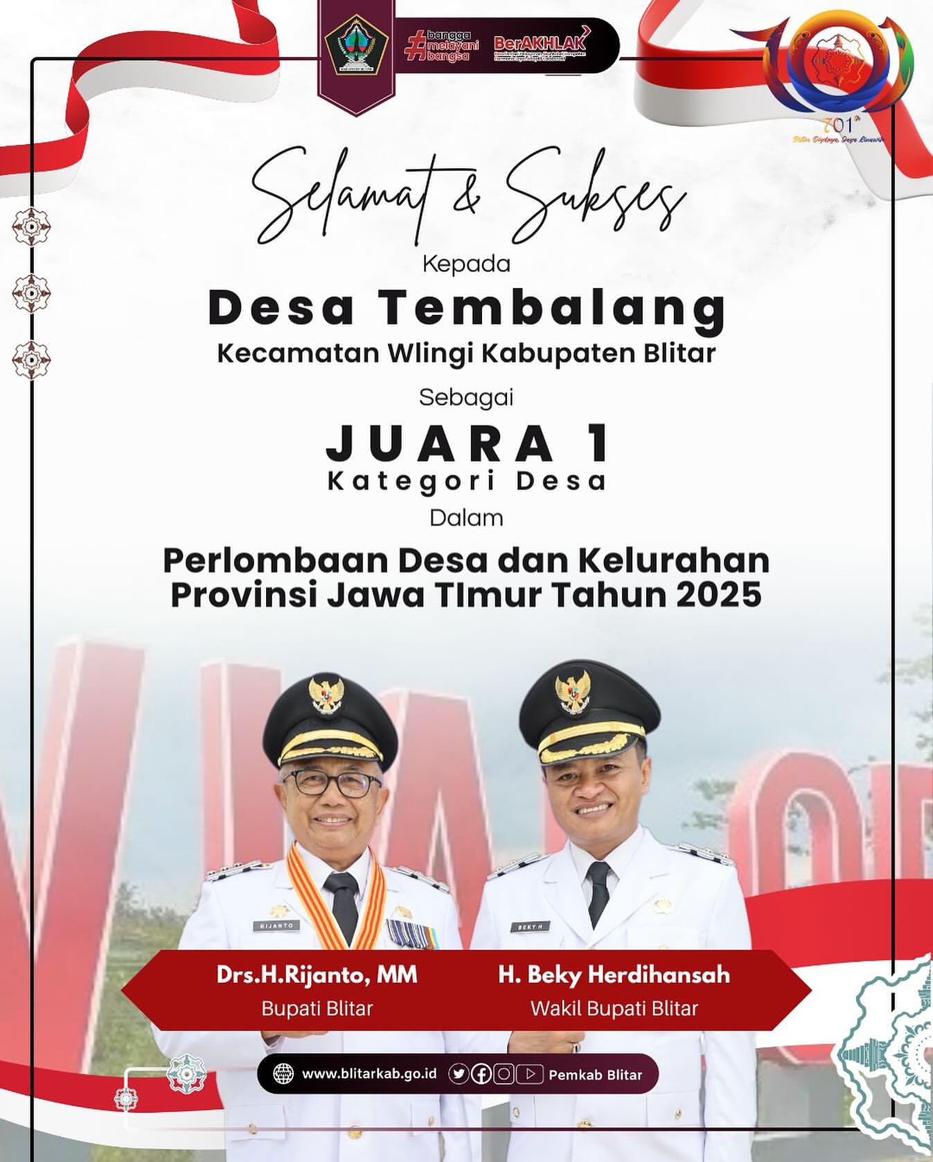Desa Tembalang Raih Juara I dalam Perlombaan Desa Se-Jawa Timur