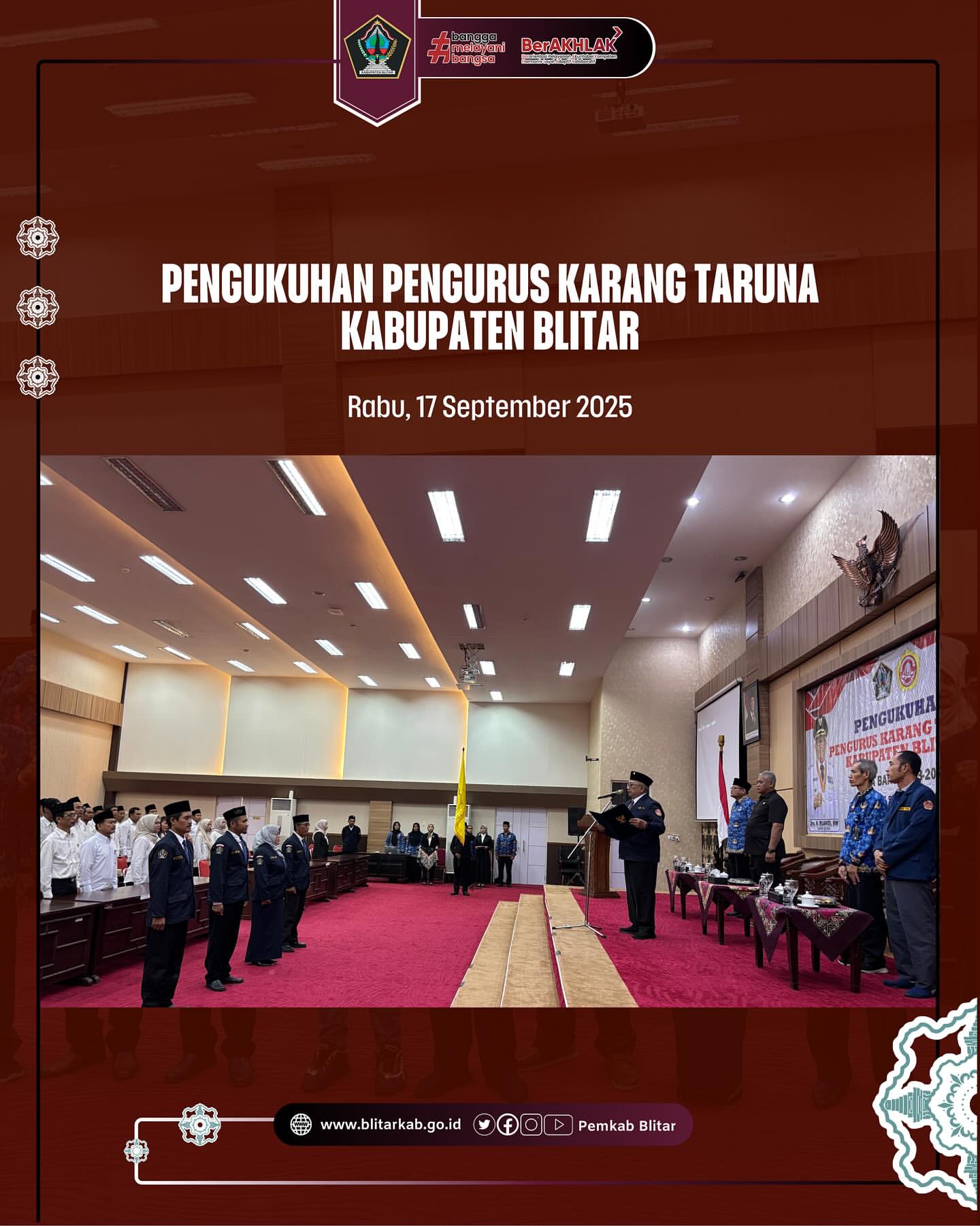 Bupati Blitar Kukuhkan Pengurus Karang Taruna Masa Bakti 2023–2028