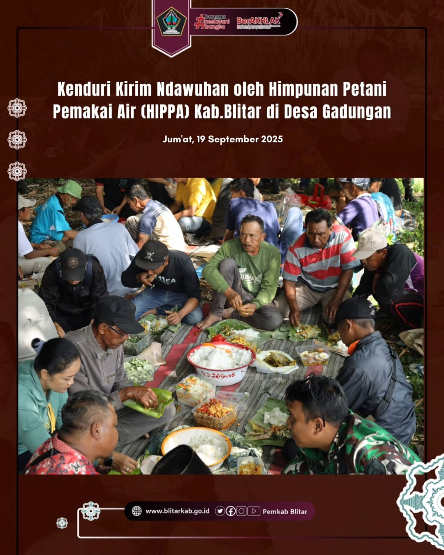 Bupati Blitar Hadiri Kirim Ndawuhan HIPPA di Desa Gadungan