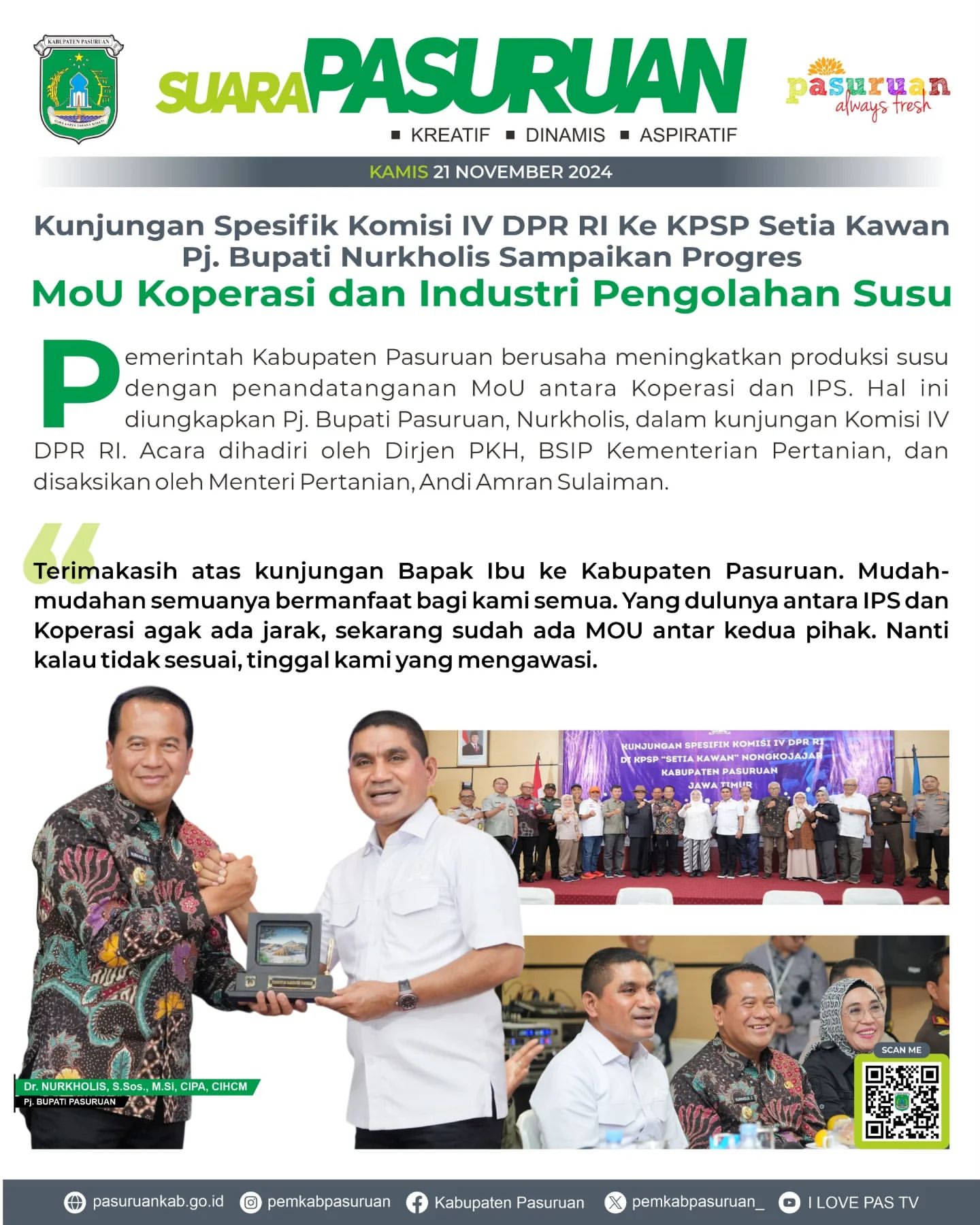 Peningkatan Kualitas Produksi Susu di Kabupaten Pasuruan