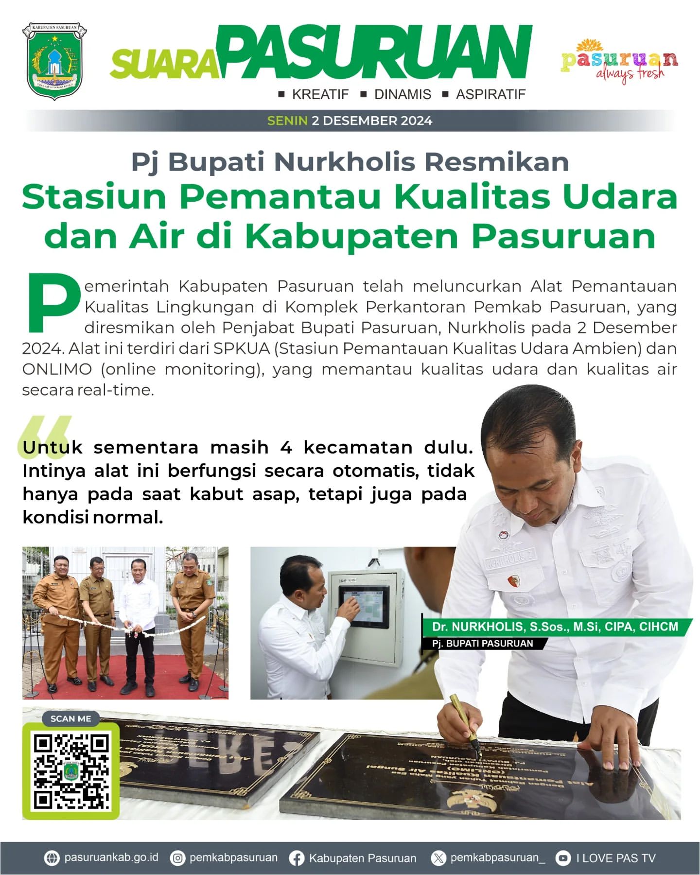 Pemerintah Kabupaten Pasuruan Resmikan Alat Pemantauan Kualitas Lingkungan