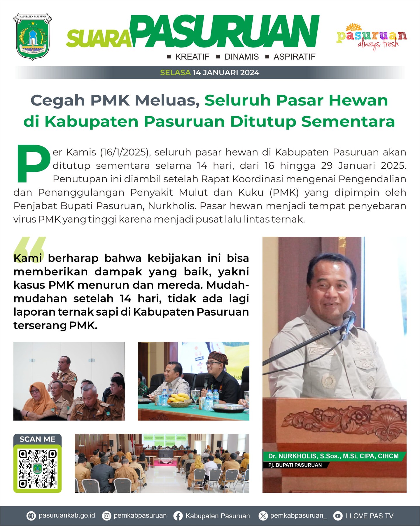 Pemkab Pasuruan Tutup Seluruh Pasar Hewan Selama 14 Hari untuk Cegah Penyebaran PMK