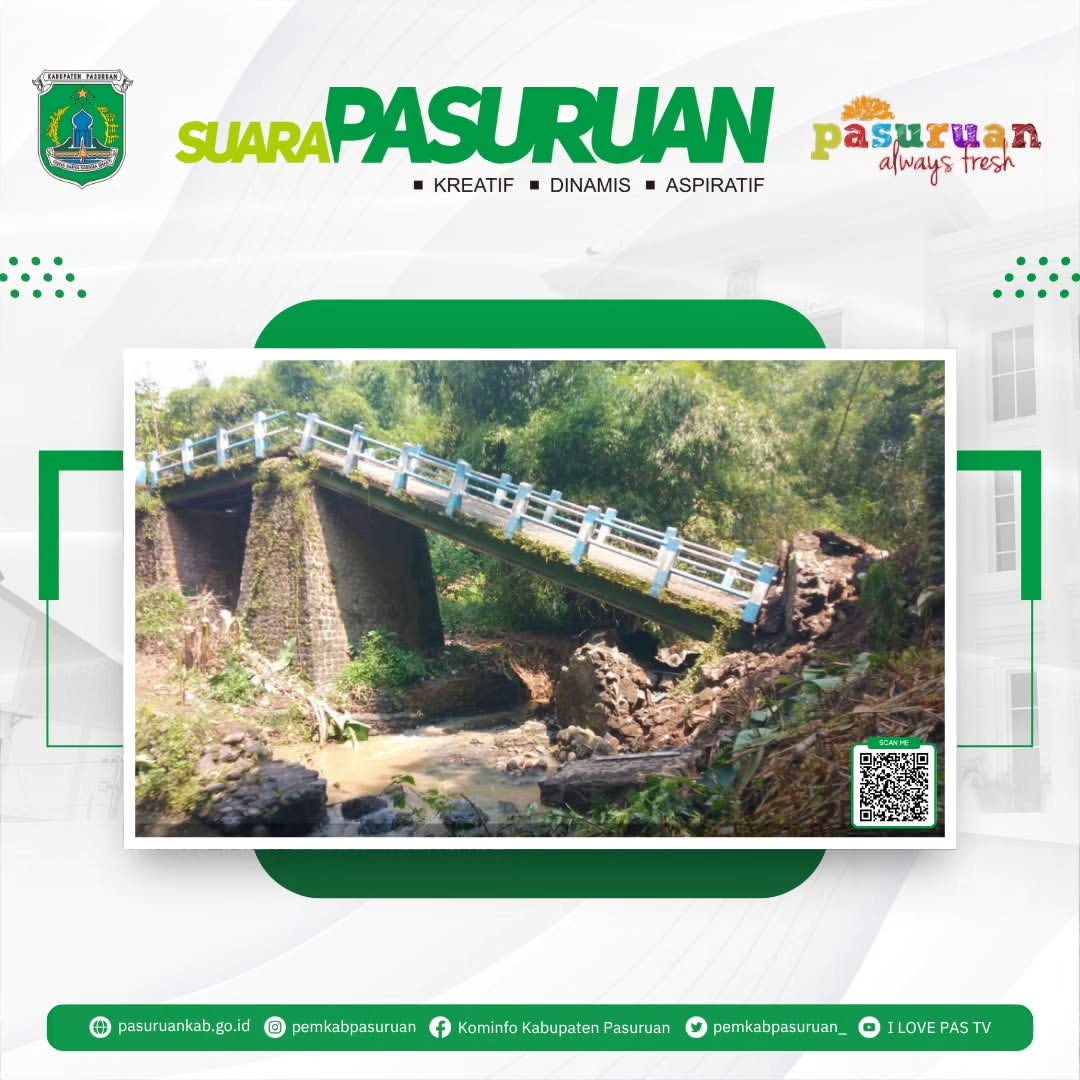 Jembatan Penghubung di Pasuruan Ambrol Akibat Hujan Deras