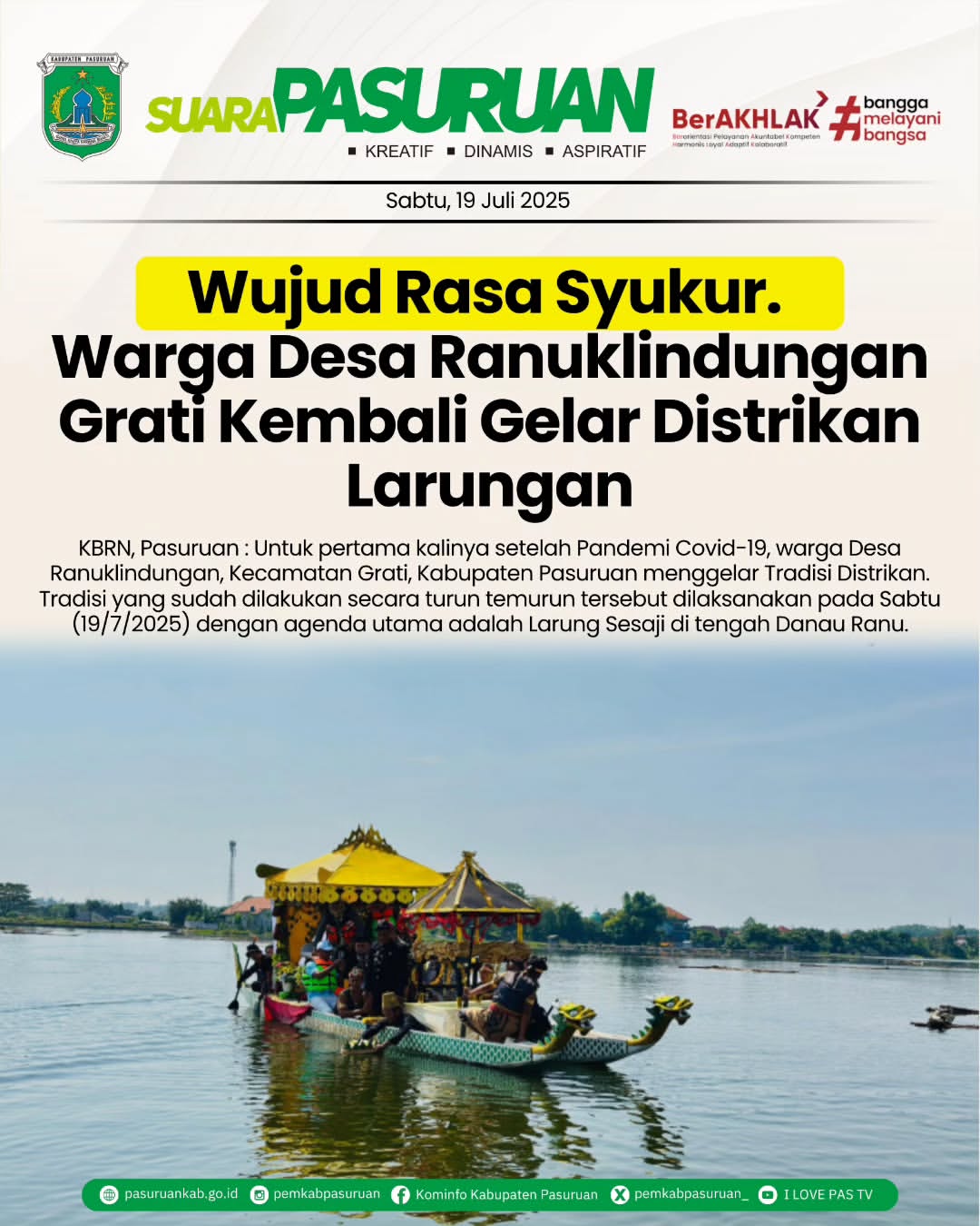 Warga Desa Ranuklindungan Kembali Gelar Tradisi Distrikan Setelah Pandemi