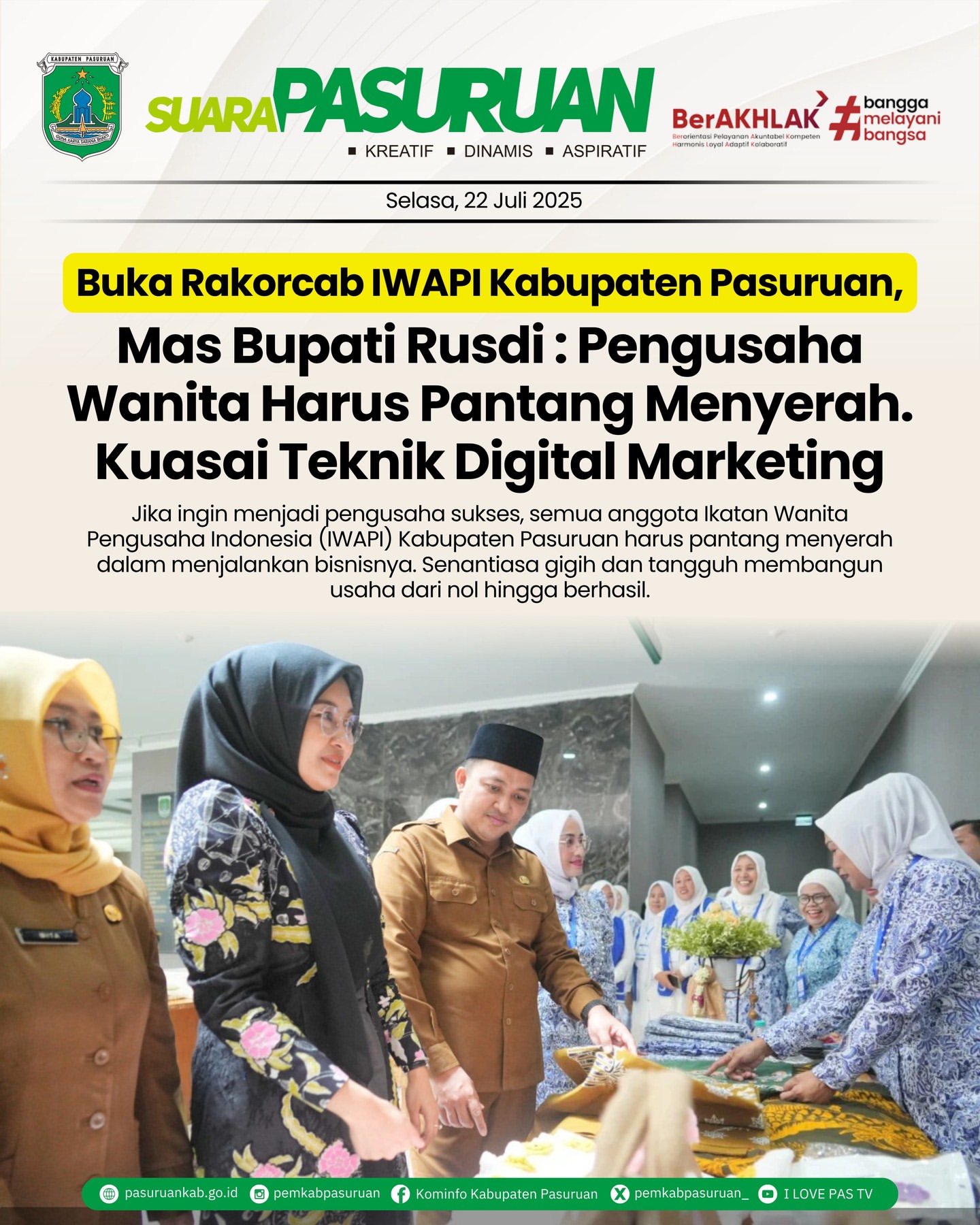 Pengusaha Wanita Kabupaten Pasuruan Diminta Pantang Menyerah