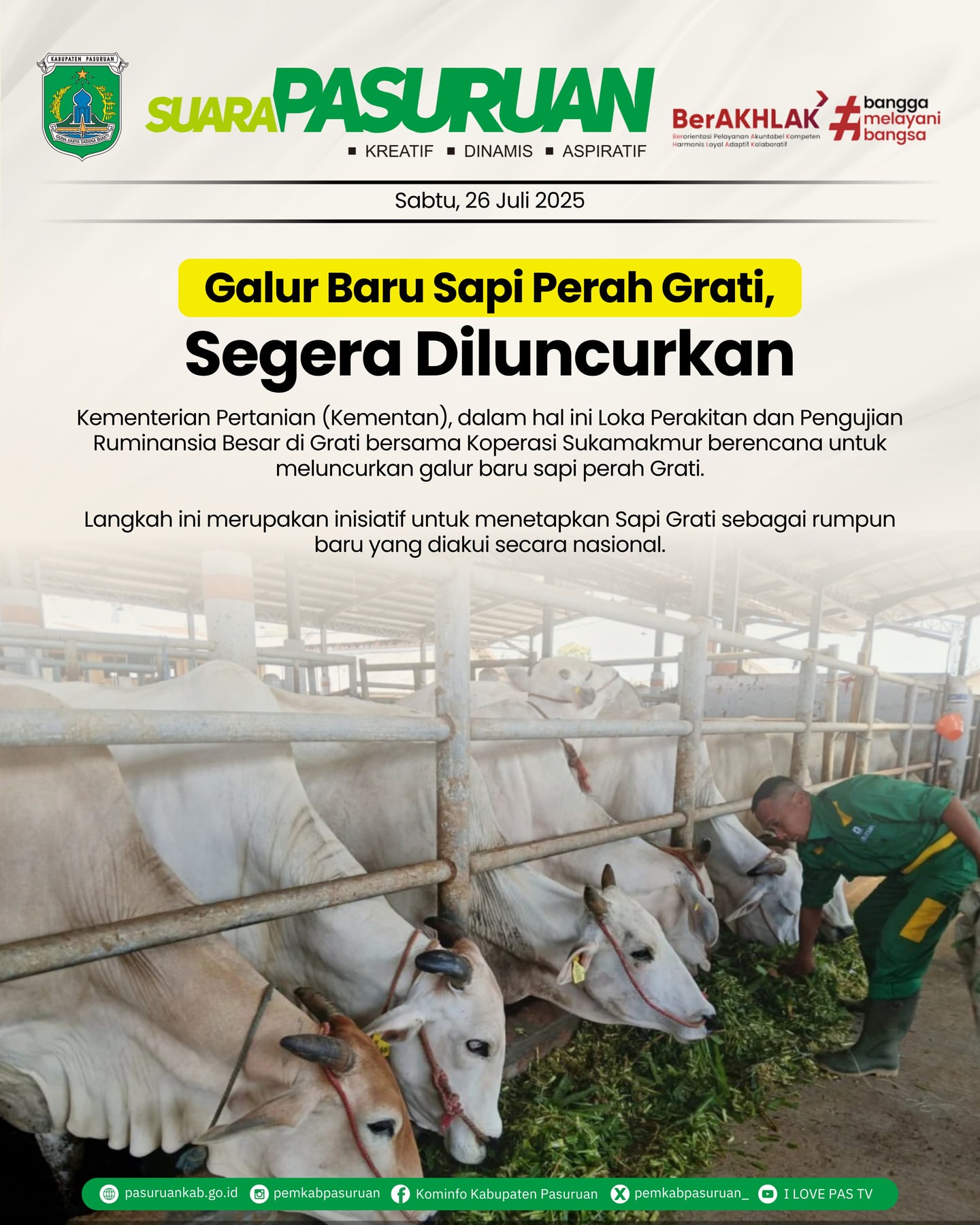 Peluncuran Galur Baru Sapi Perah Grati oleh Kementerian Pertanian