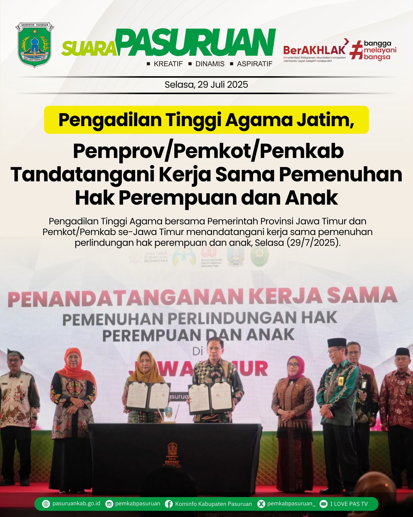 Pengadilan Tinggi Agama dan Pemerintah Jatim Tandatangani Kerja Sama untuk Lindungi Perempuan dan Anak