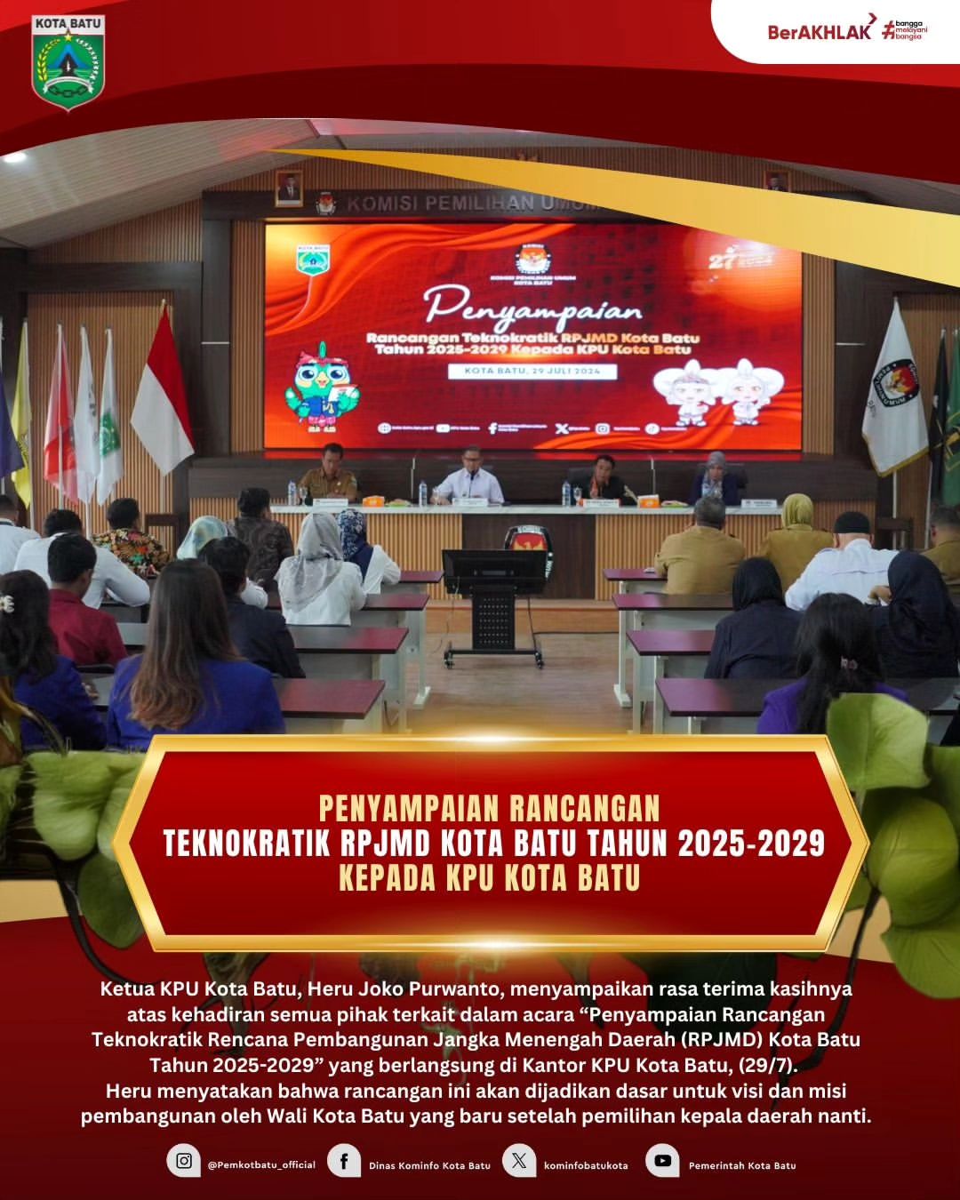 Penyampaian Rancangan Teknokratik RPJMD 2025-2029 Kota Batu