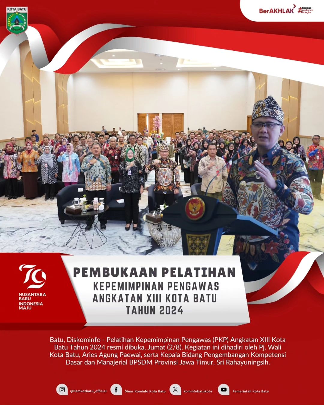 Pembukaan Pelatihan Kepemimpinan Pengawas Angkatan XIII Kota Batu Tahun 2024