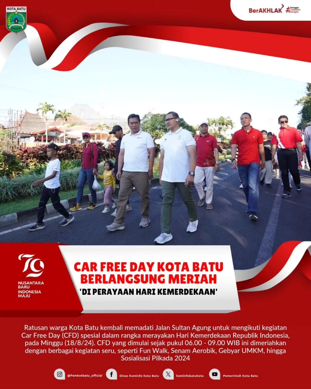 Car Free Day Kota Batu Rayakan Hari Kemerdekaan dengan Meriah