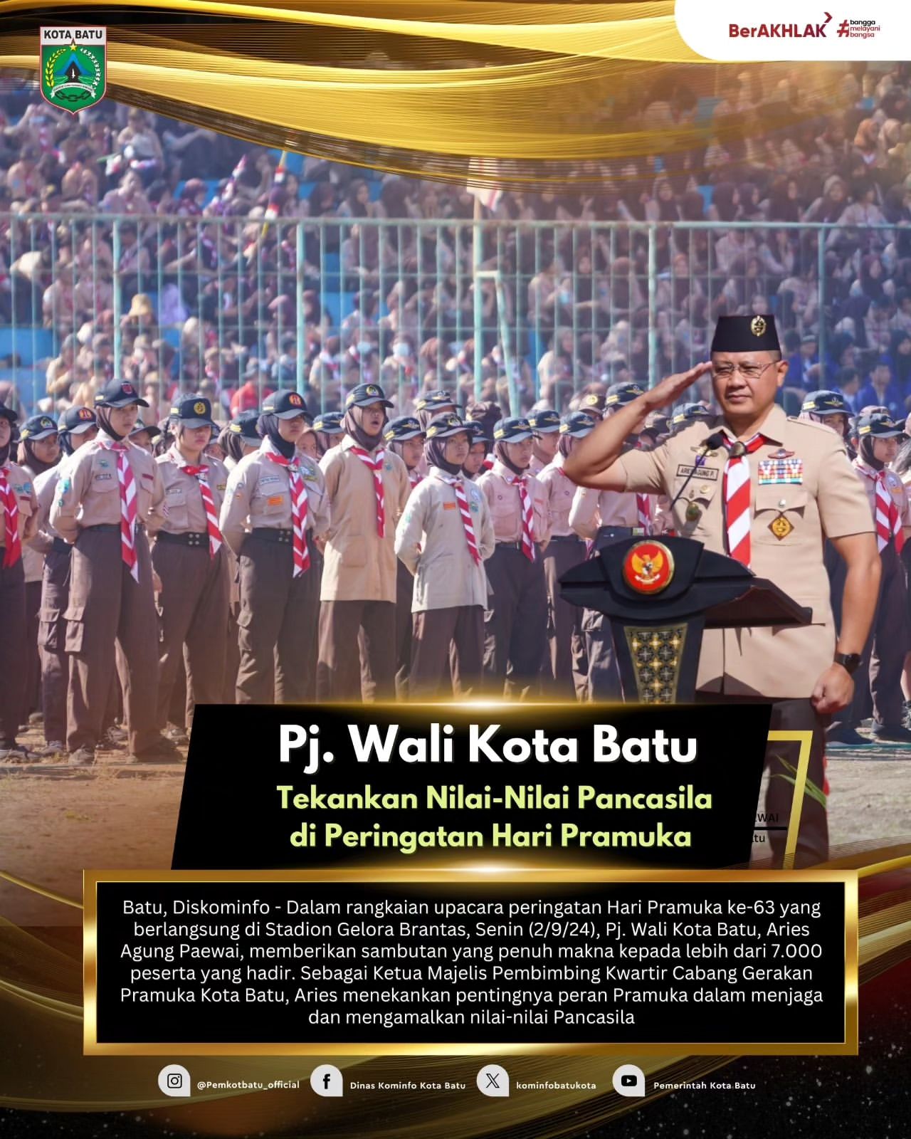 Pj. Wali Kota Batu Tekankan Pancasila dalam Peringatan Hari Pramuka ke-63