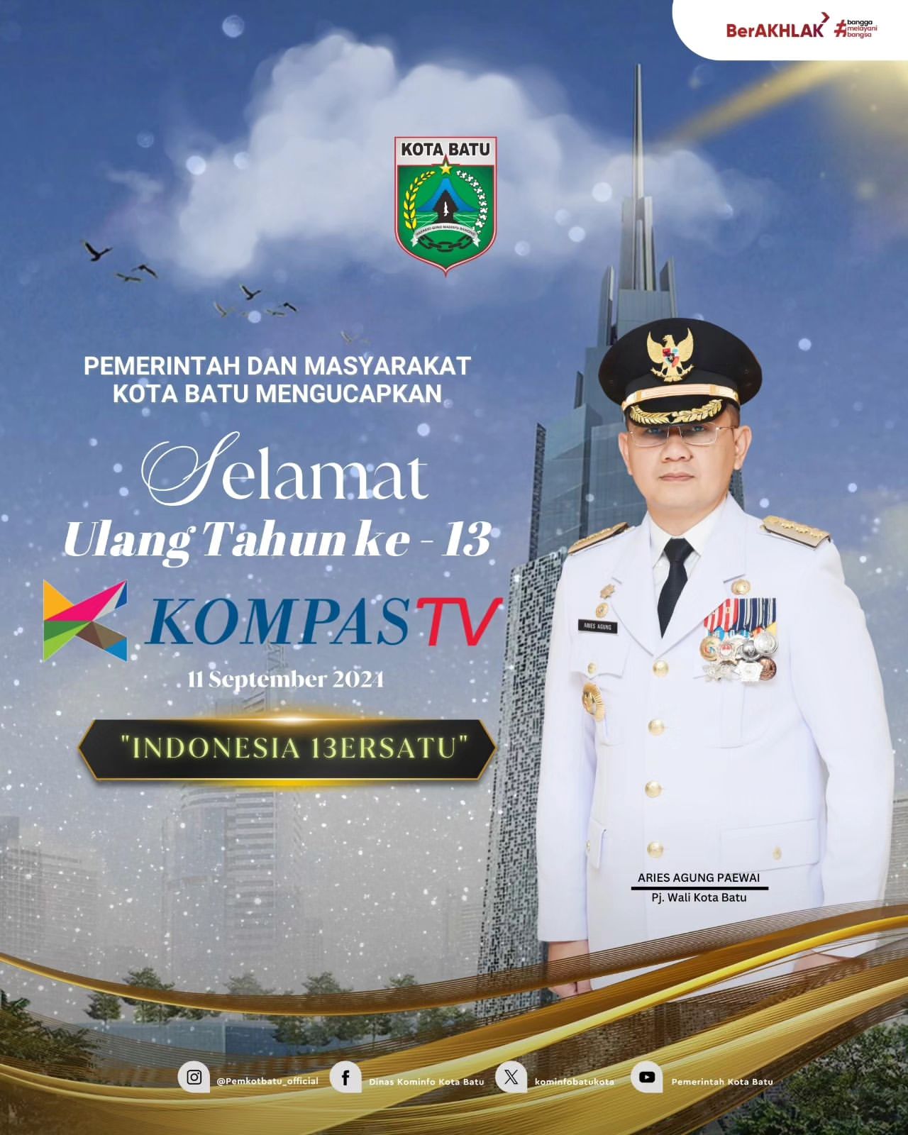 Selamat Ulang Tahun ke-13 untuk Kompas TV dari Pemerintah dan Masyarakat Kota Batu