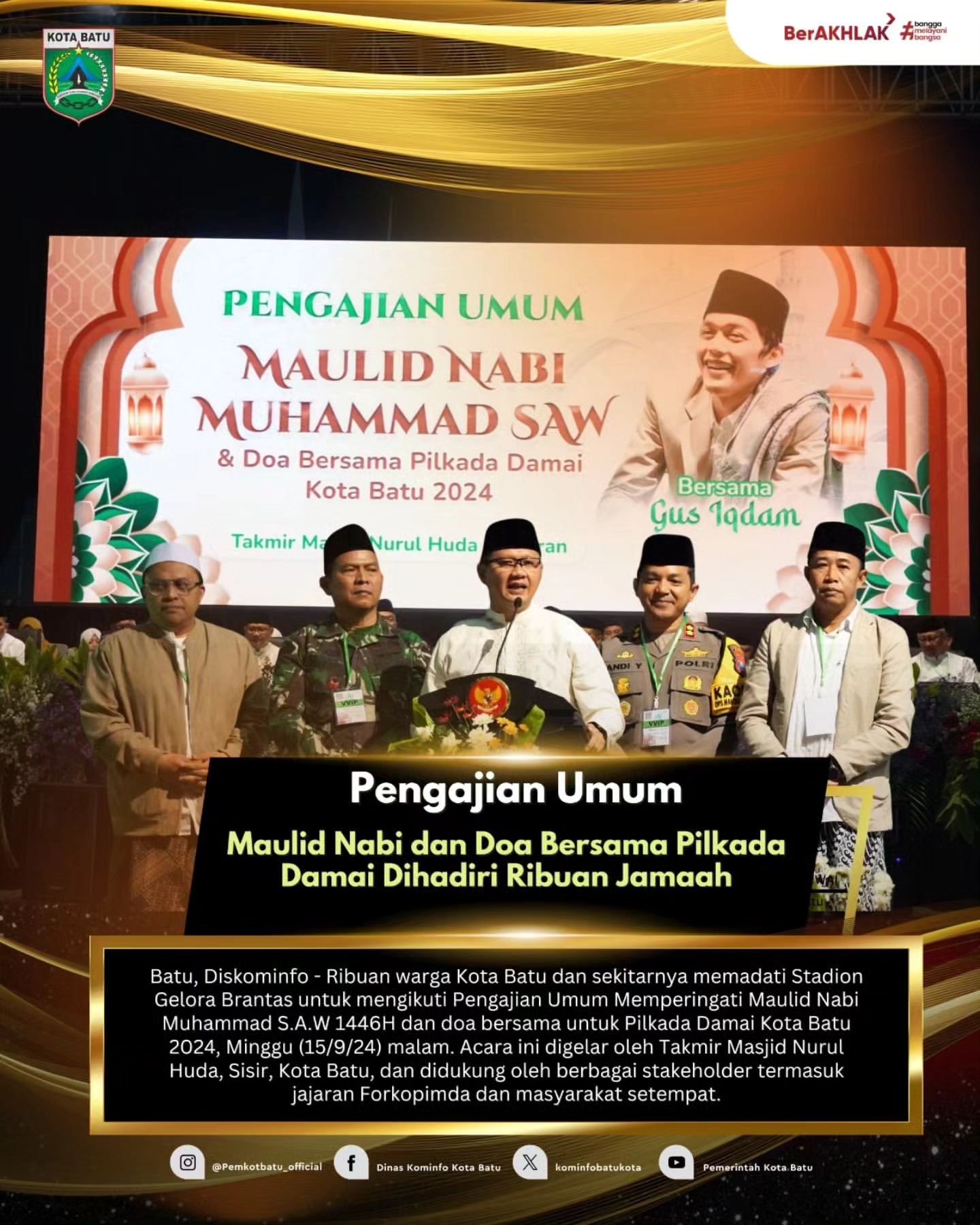 Ribuan Jamaah Hadiri Pengajian Memperingati Maulid Nabi dan Doa Bersama untuk Pilkada Damai