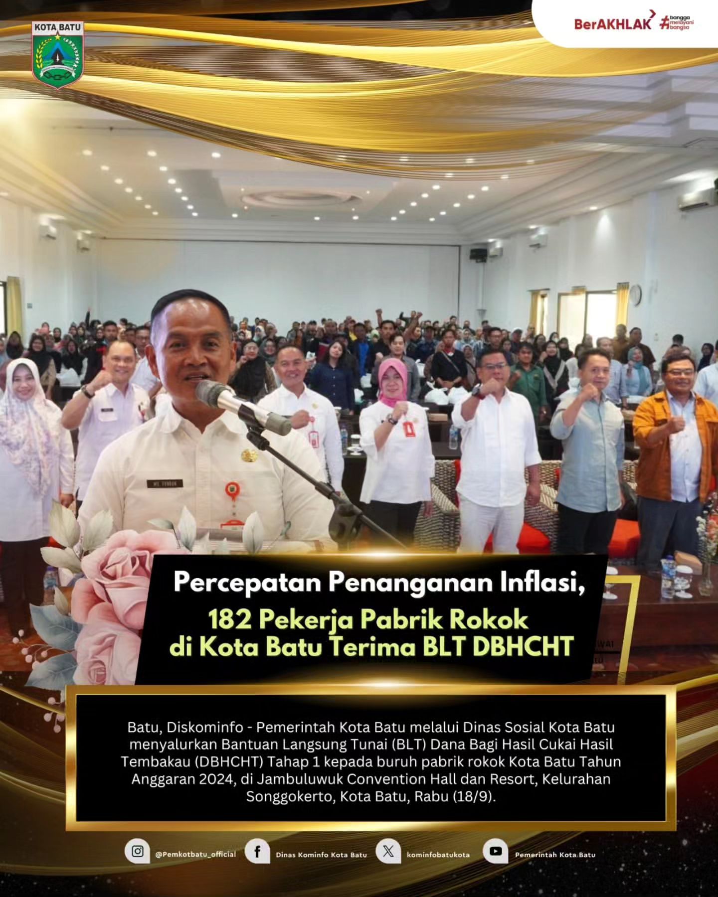 Pemerintah Kota Batu Salurkan BLT DBHCHT kepada Pekerja Pabrik Rokok