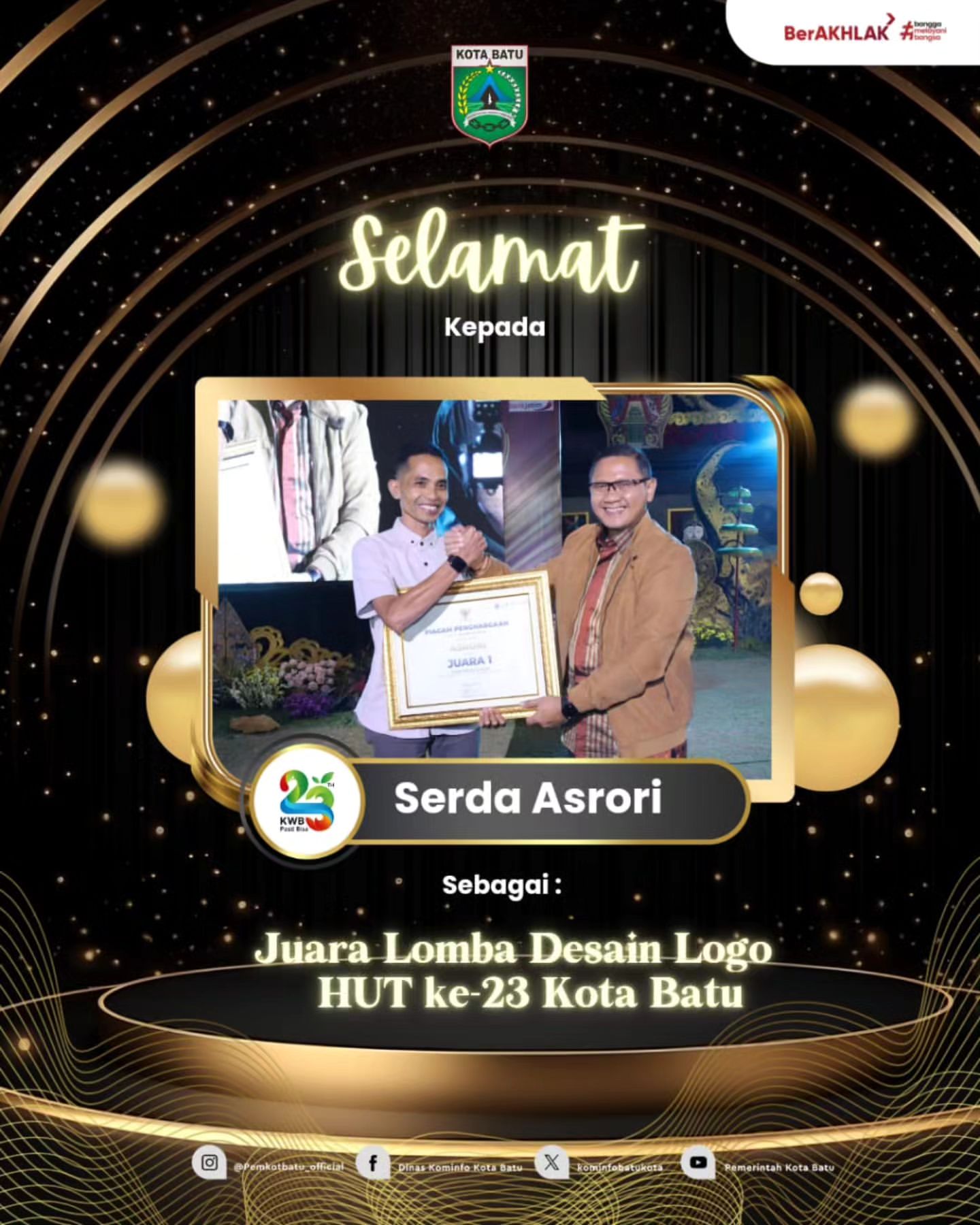 Serda Asrori, Anggota TNI, Menjadi Juara Lomba Desain Logo HUT ke-23 Kota Batu