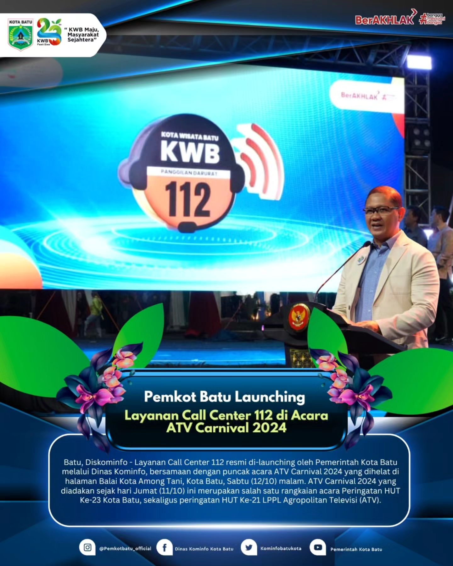 Pemkot Batu Luncurkan Layanan Call Center 112 pada ATV Carnival 2024