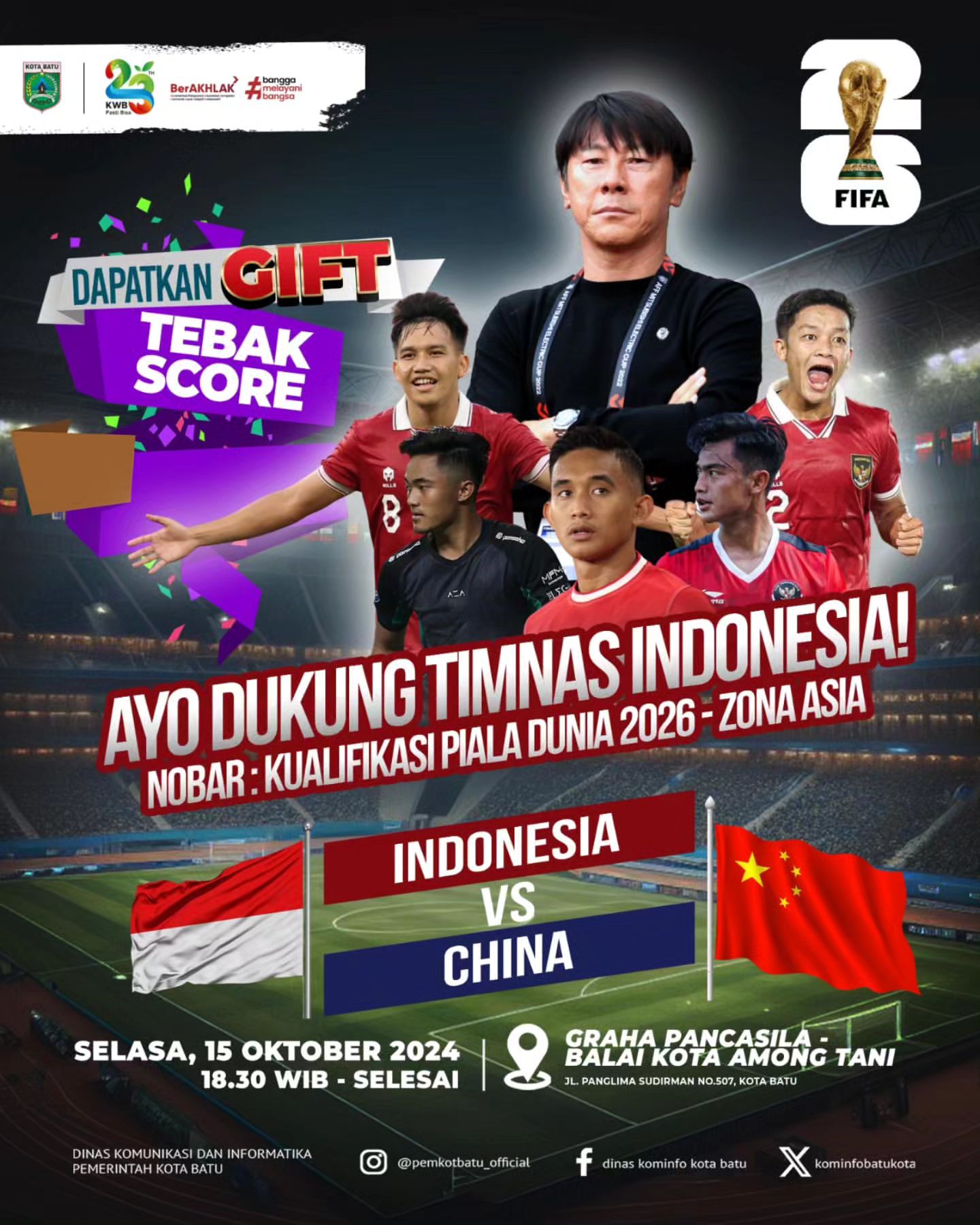 Pemerintah Kota Batu Undang Masyarakat untuk Dukung Timnas Indonesia di Kualifikasi Piala Dunia 2026