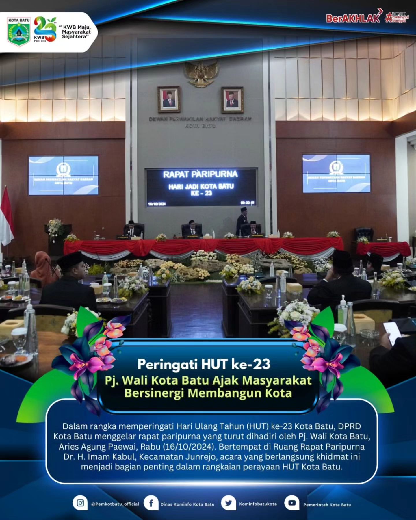 Pj. Wali Kota Batu Ajak Masyarakat Bersinergi Rayakan HUT ke-23 Kota Batu
