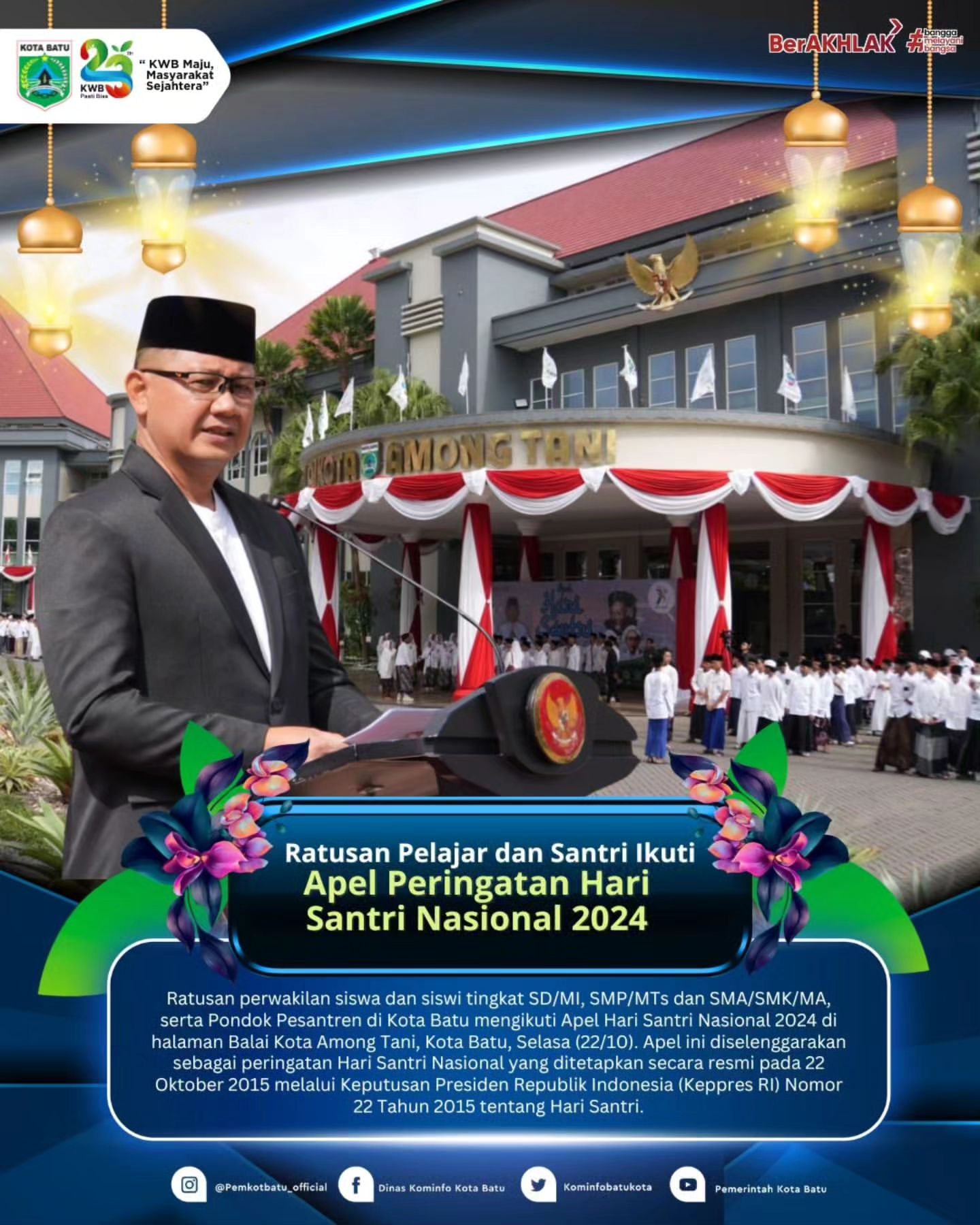 Ratusan Pelajar dan Santri Rayakan Hari Santri Nasional di Kota Batu