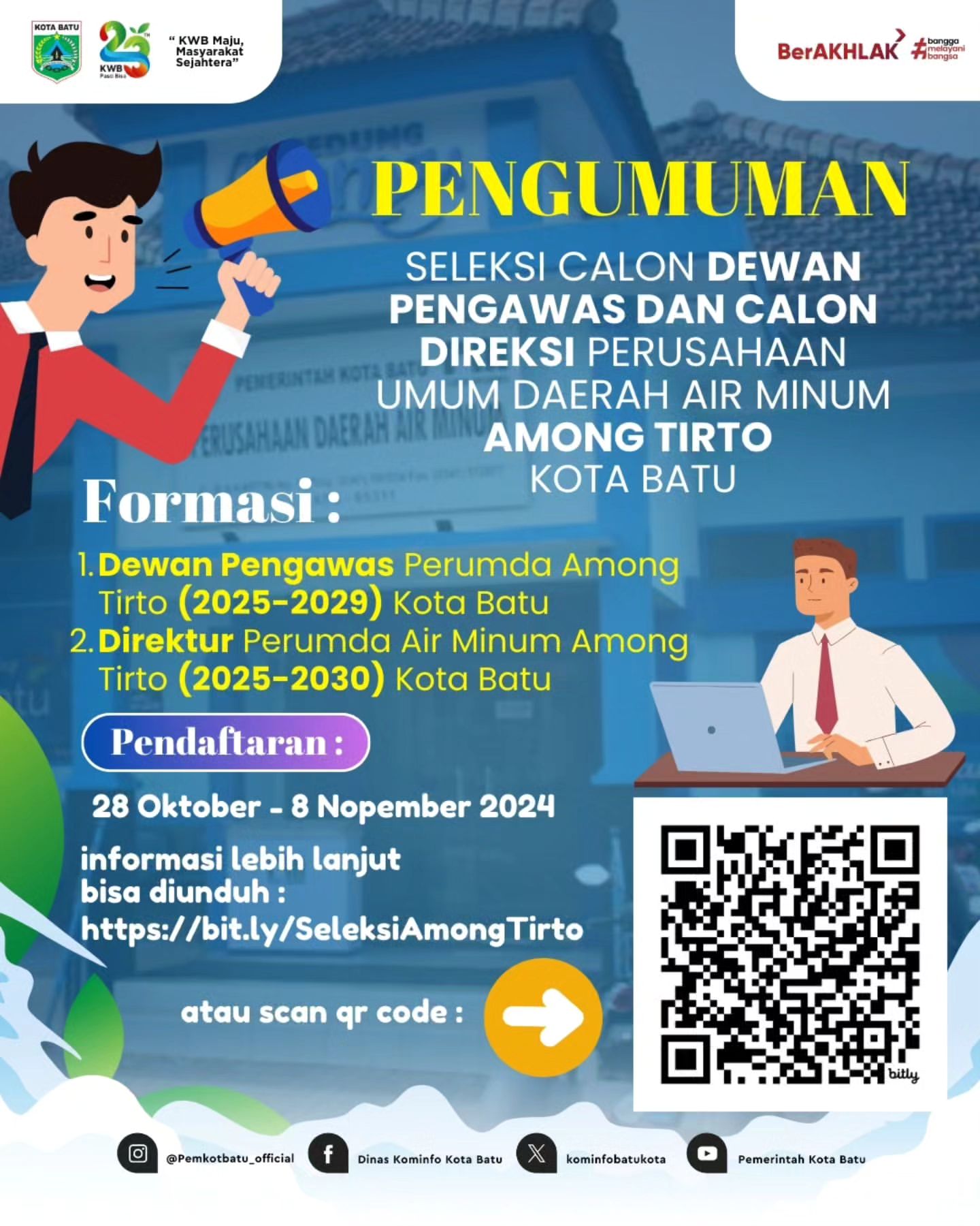 Kesempatan Bergabung di Dewan Pengawas dan Direksi Perumda Air Minum Among Tirto Kota Batu