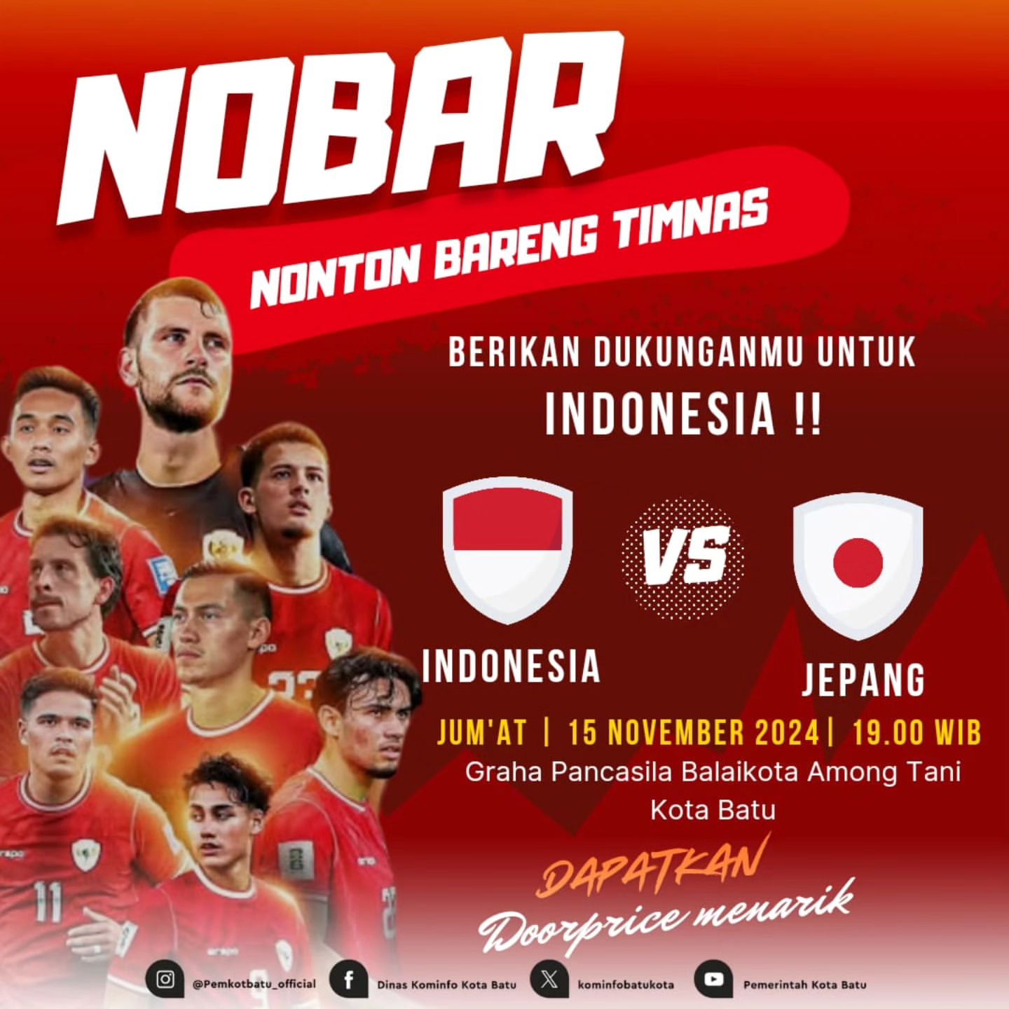 Nobar Timnas Indonesia Melawan Jepang Digelar di Kota Batu