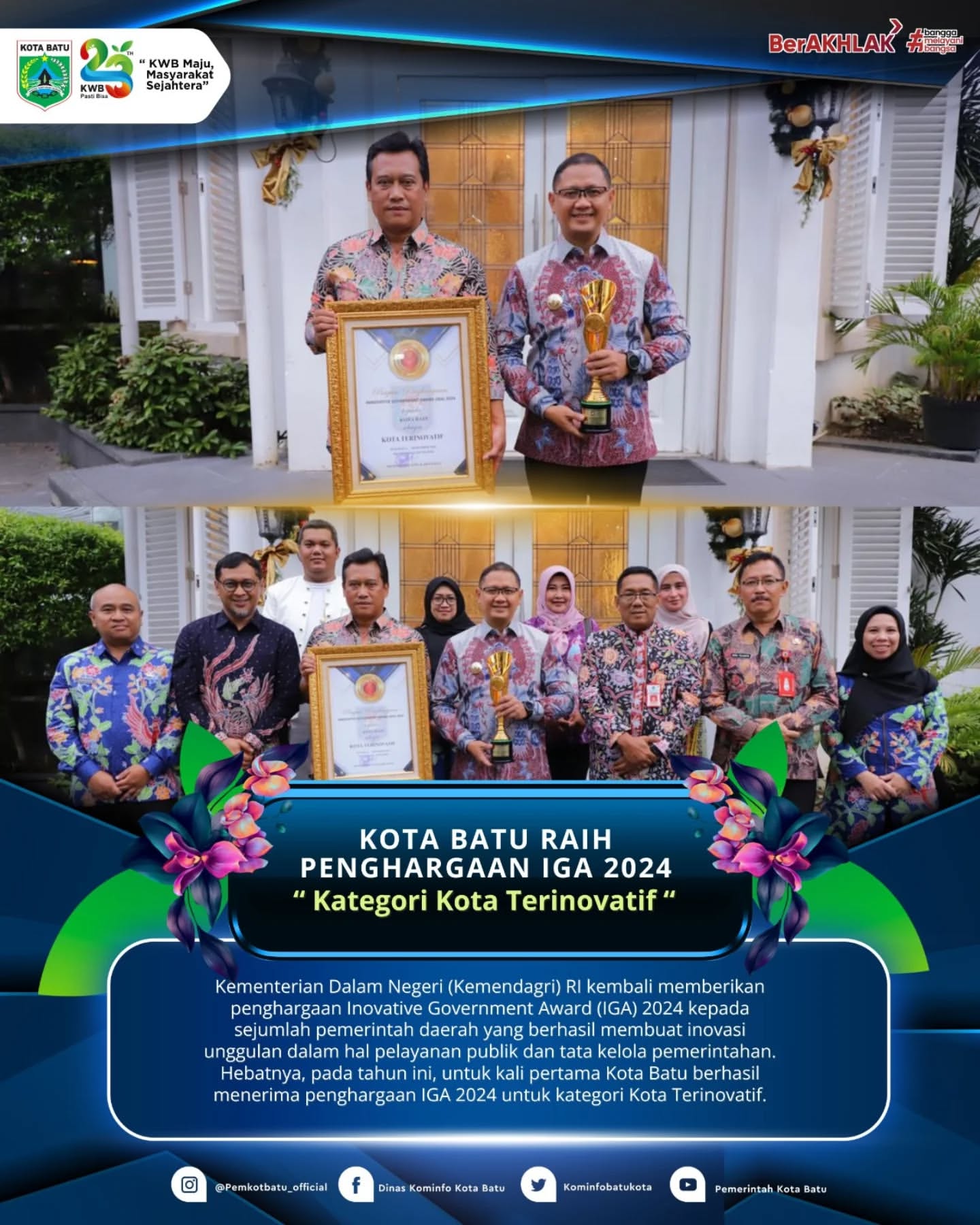 Kota Batu Raih Penghargaan Inovative Government Award 2024