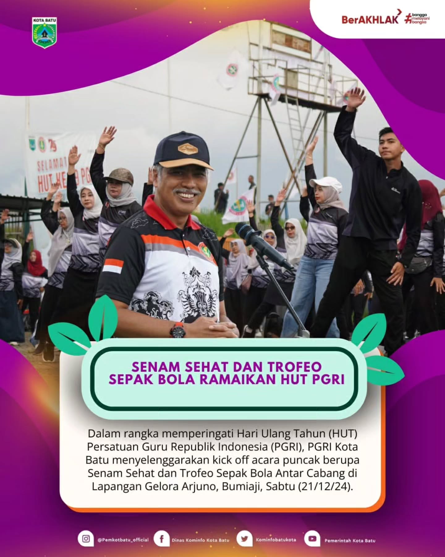 Senam Sehat dan Trofeo Sepak Bola Meriahkan HUT PGRI Kota Batu