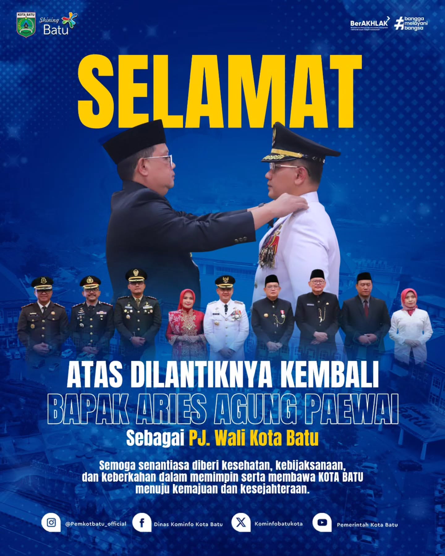 Bapak Aries Agung Paewai Dilantik Kembali Sebagai Wali Kota Batu