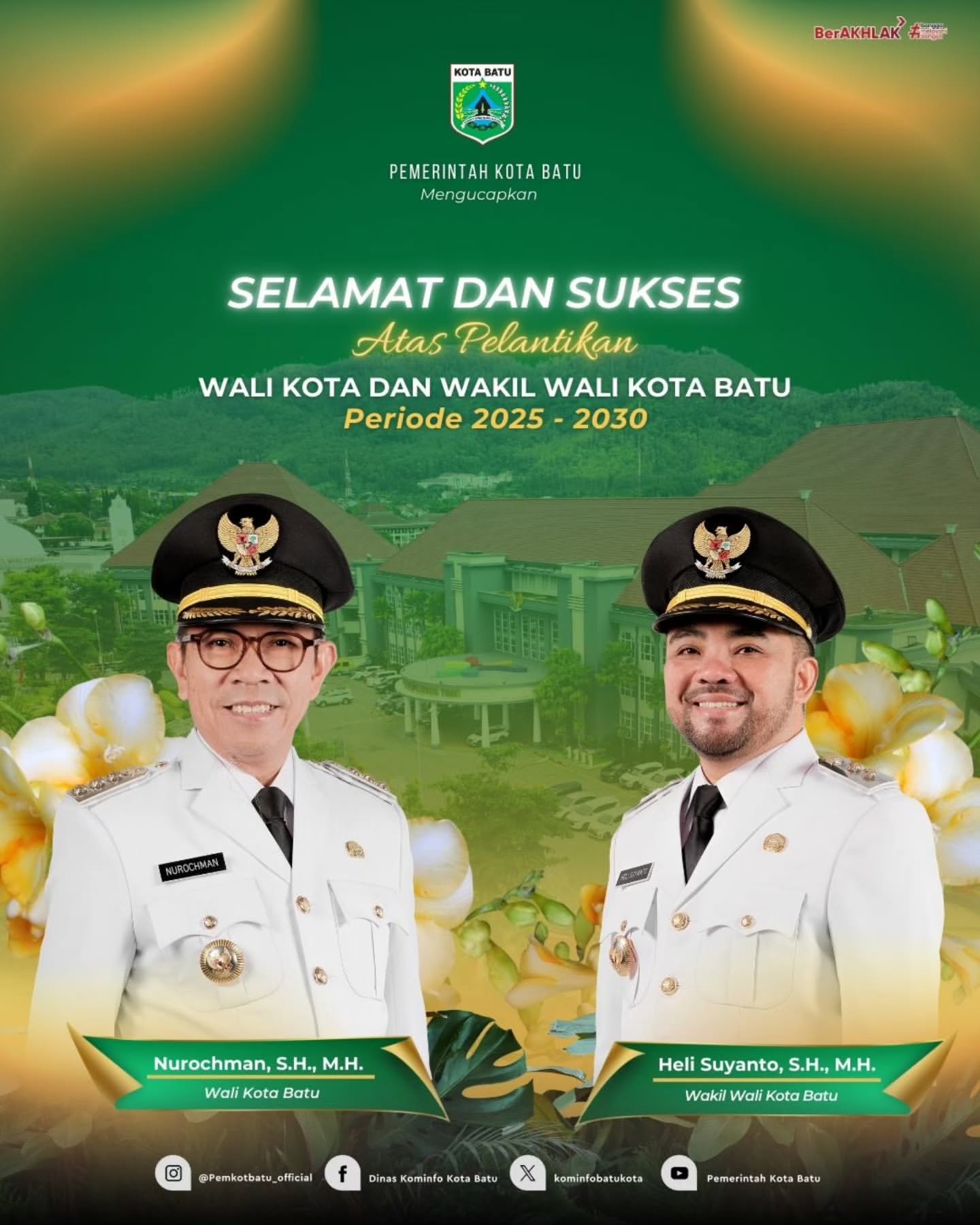 Pelantikan Wali Kota dan Wakil Wali Kota Batu, Nurochman dan Heli Suyanto