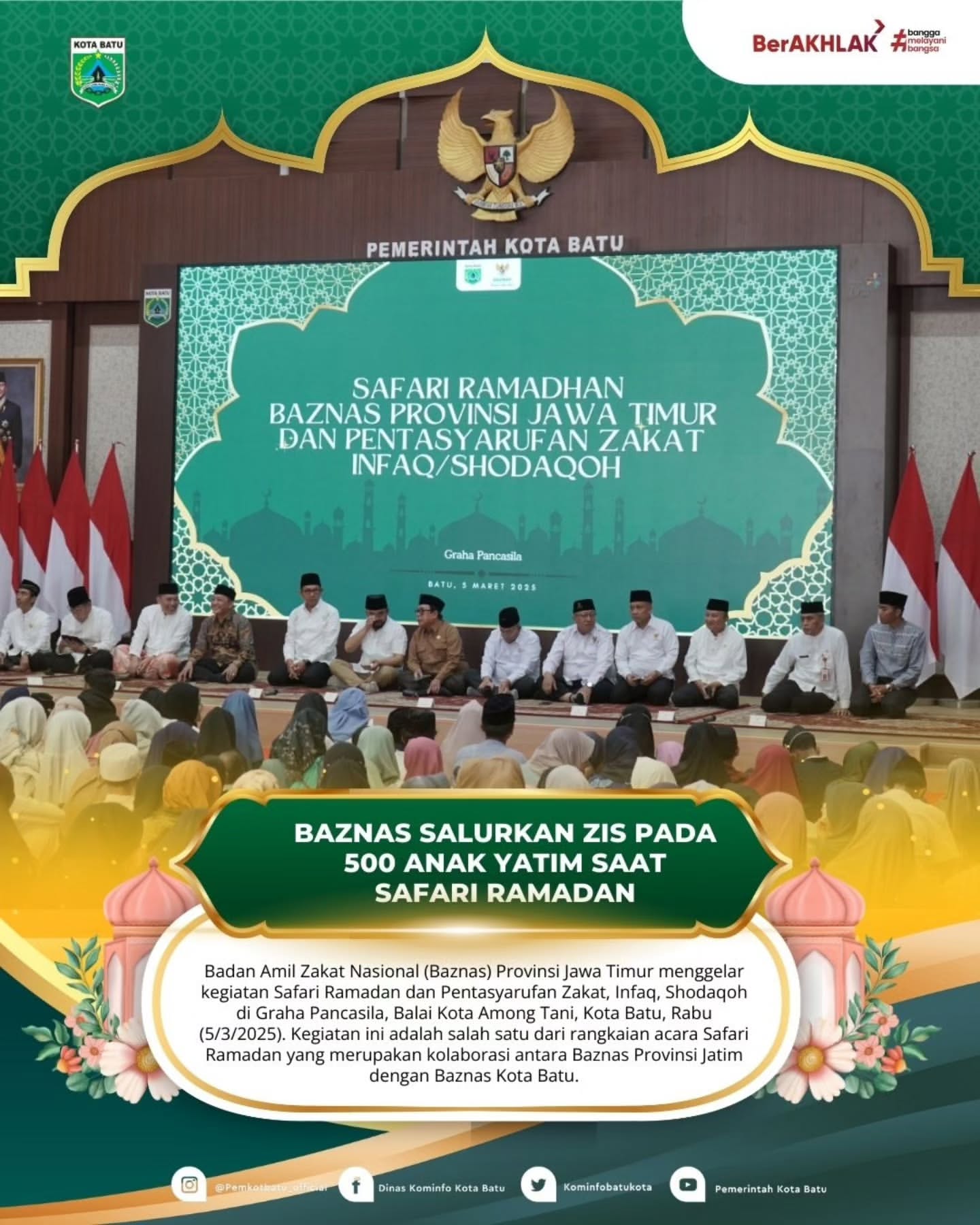 Baznas Salurkan ZIS kepada 500 Anak Yatim Saat Safari Ramadan