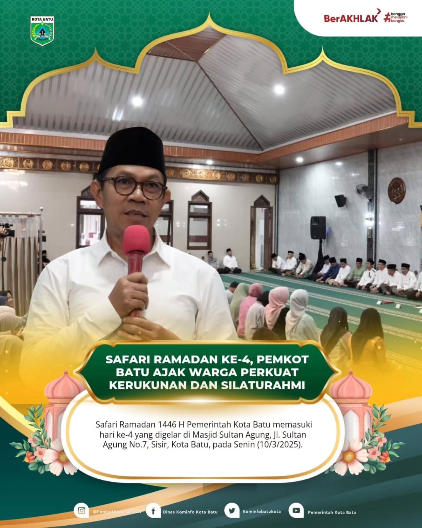 Safari Ramadan Ke-4 Dihadiri Wali Kota Batu di Masjid Sultan Agung