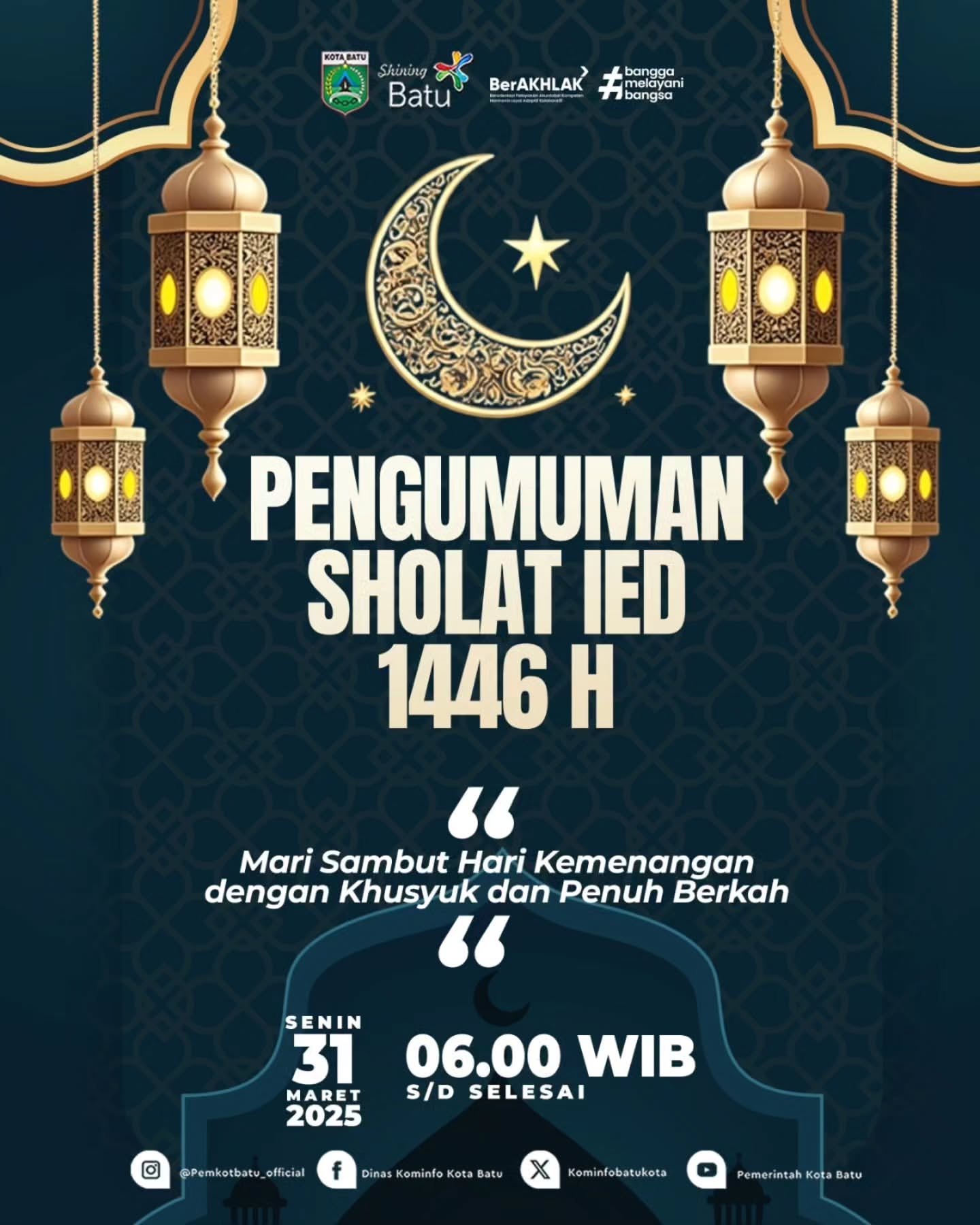 Pelaksanaan Salat Idul Fitri 1446 H di Kota Batu