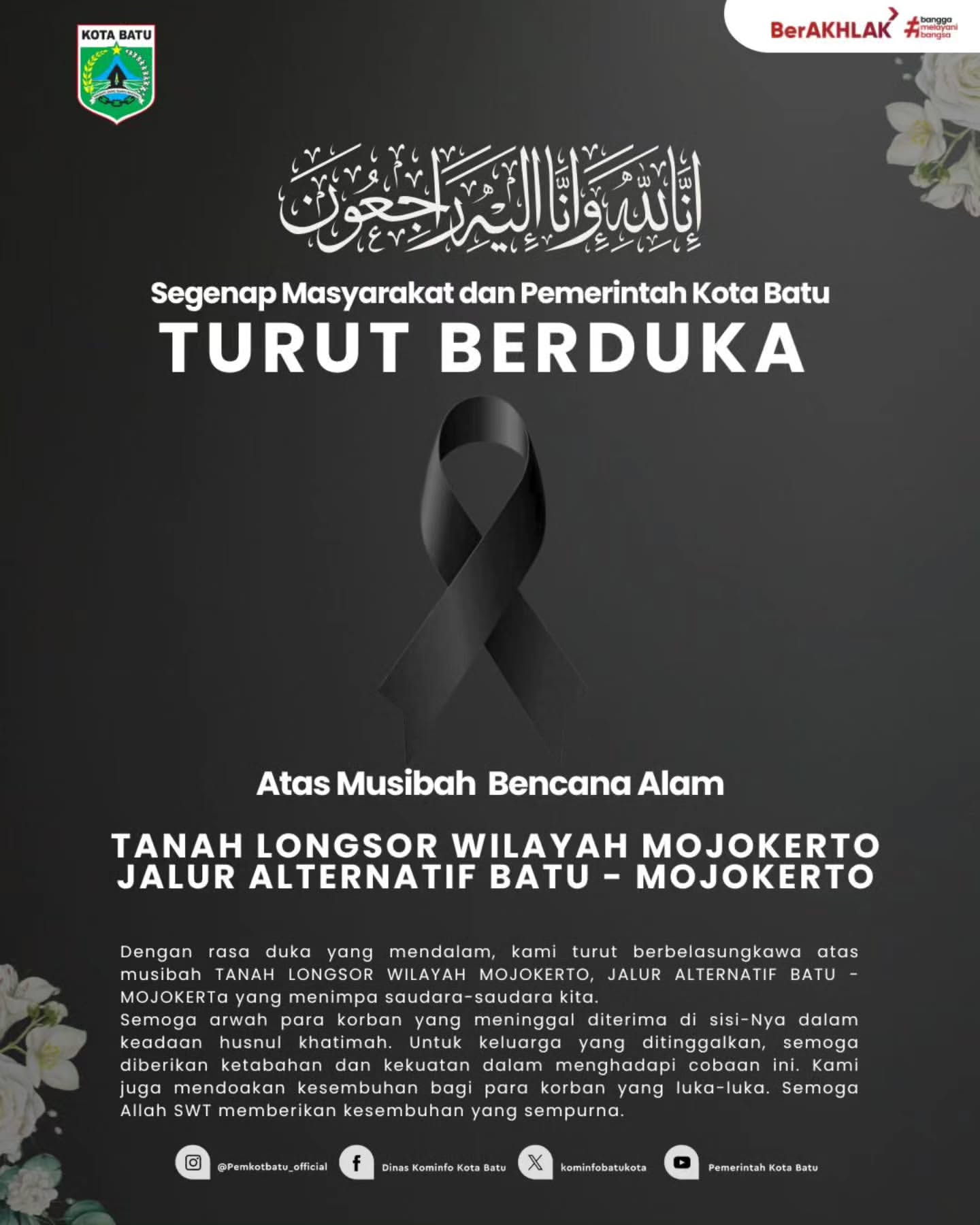 Musibah Tanah Longsor di Mojokerto, Pemkot Batu Menyampaikan Duka Cita