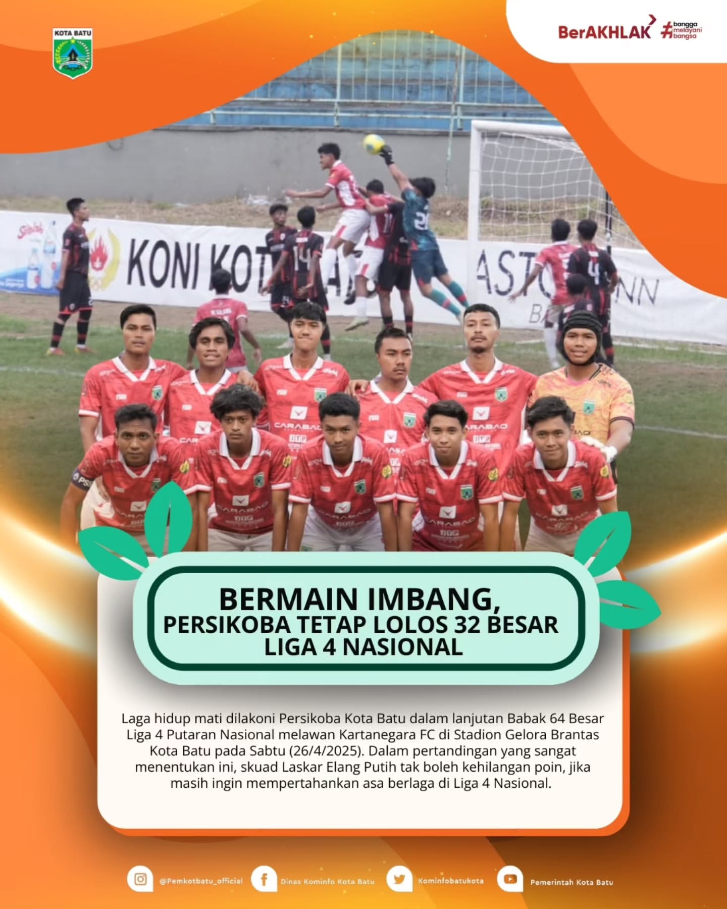 Persikoba Kota Batu Melaju ke Babak 32 Besar Liga 4 Nasional
