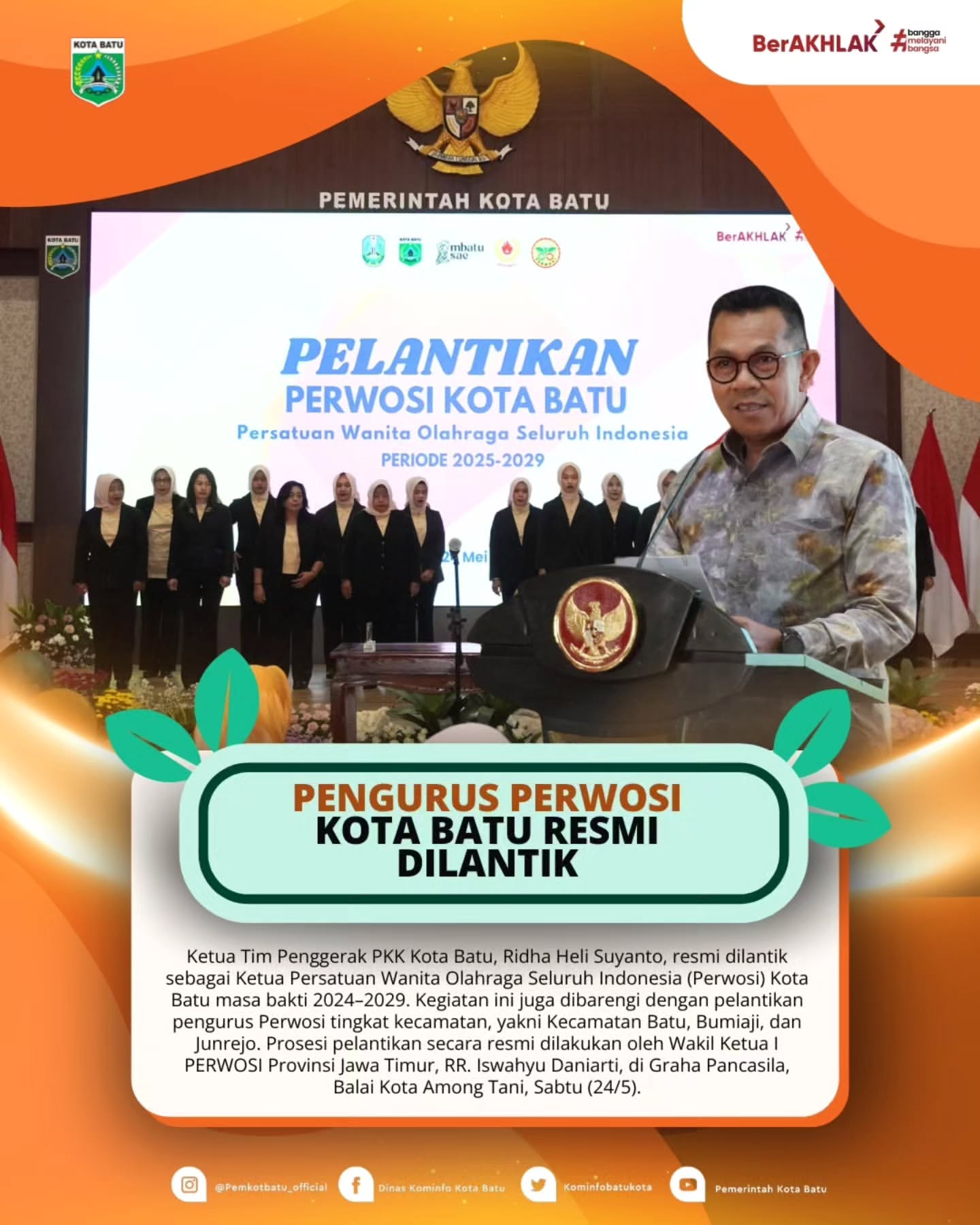 Ketua Perwosi Kota Batu Dilantik, Ajak Perempuan Aktif Berolahraga