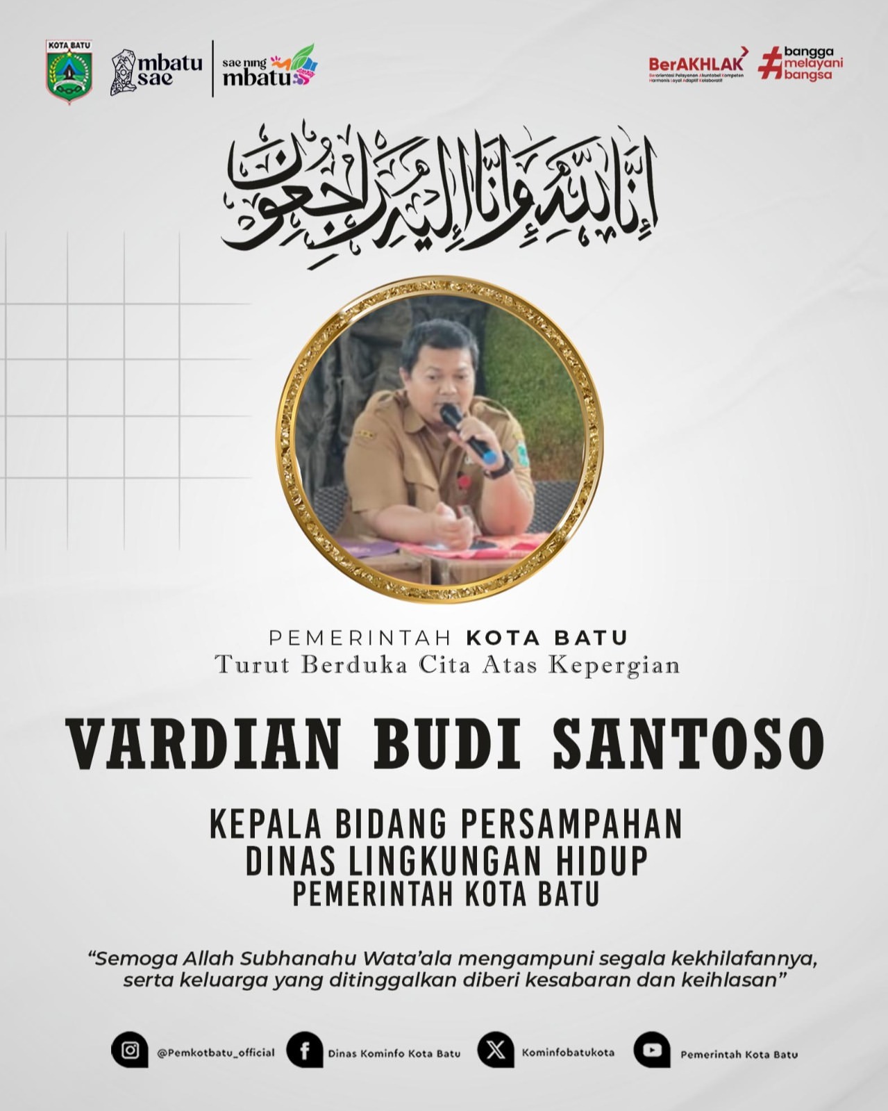 Pemerintah Kota Batu Berduka atas Wafatnya Vardian Budi Santoso