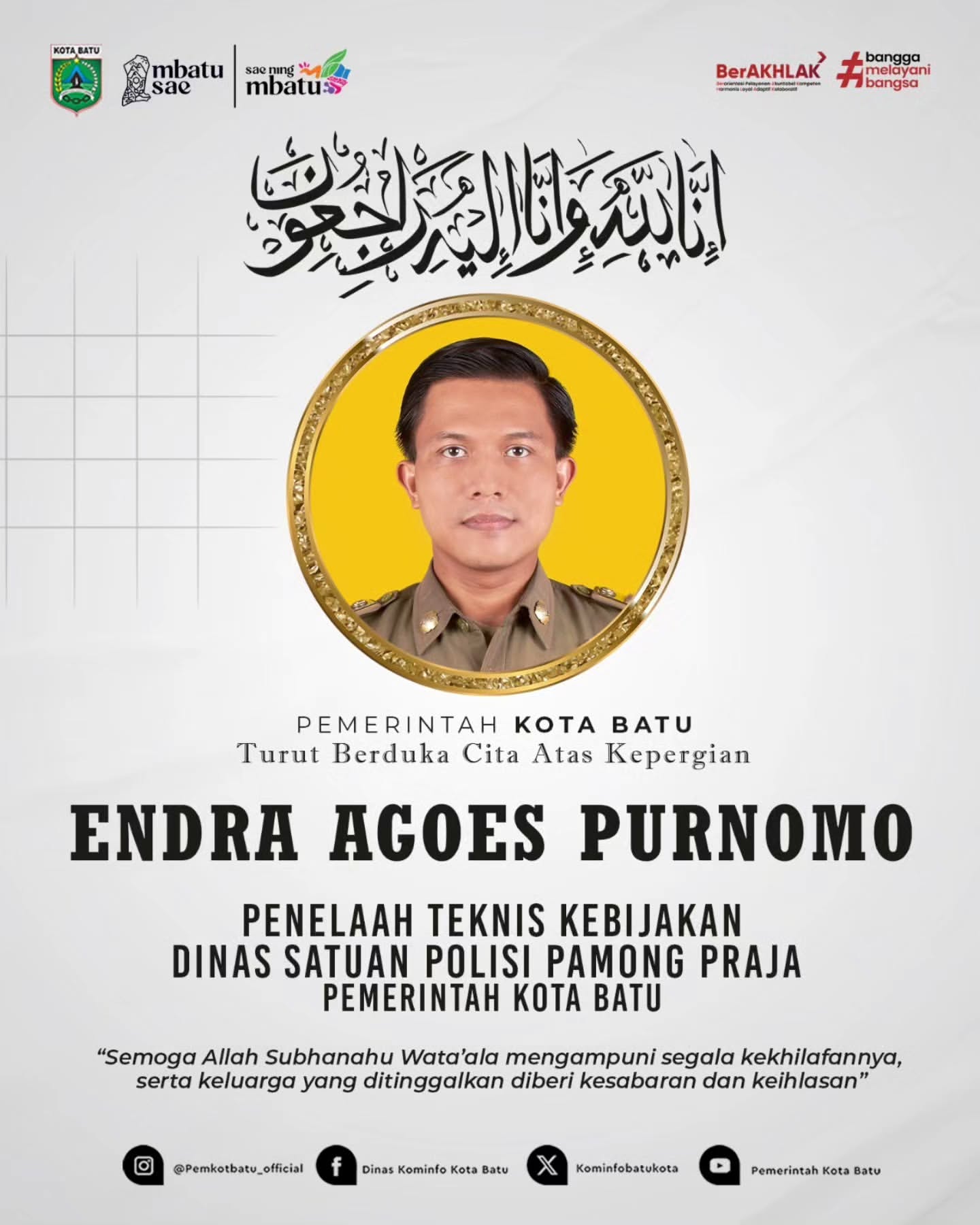 Pemerintah Kota Batu Sampaikan Duka Cita atas Kepergian Endra Agoes Purnomo