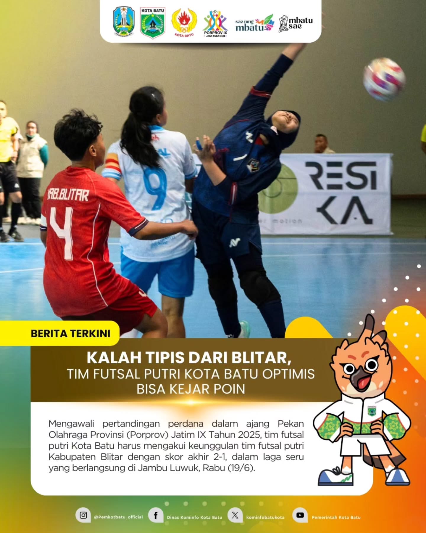 Tim Futsal Putri Kota Batu Kalah Tipis di Laga Perdana Porprov Jatim IX 2025