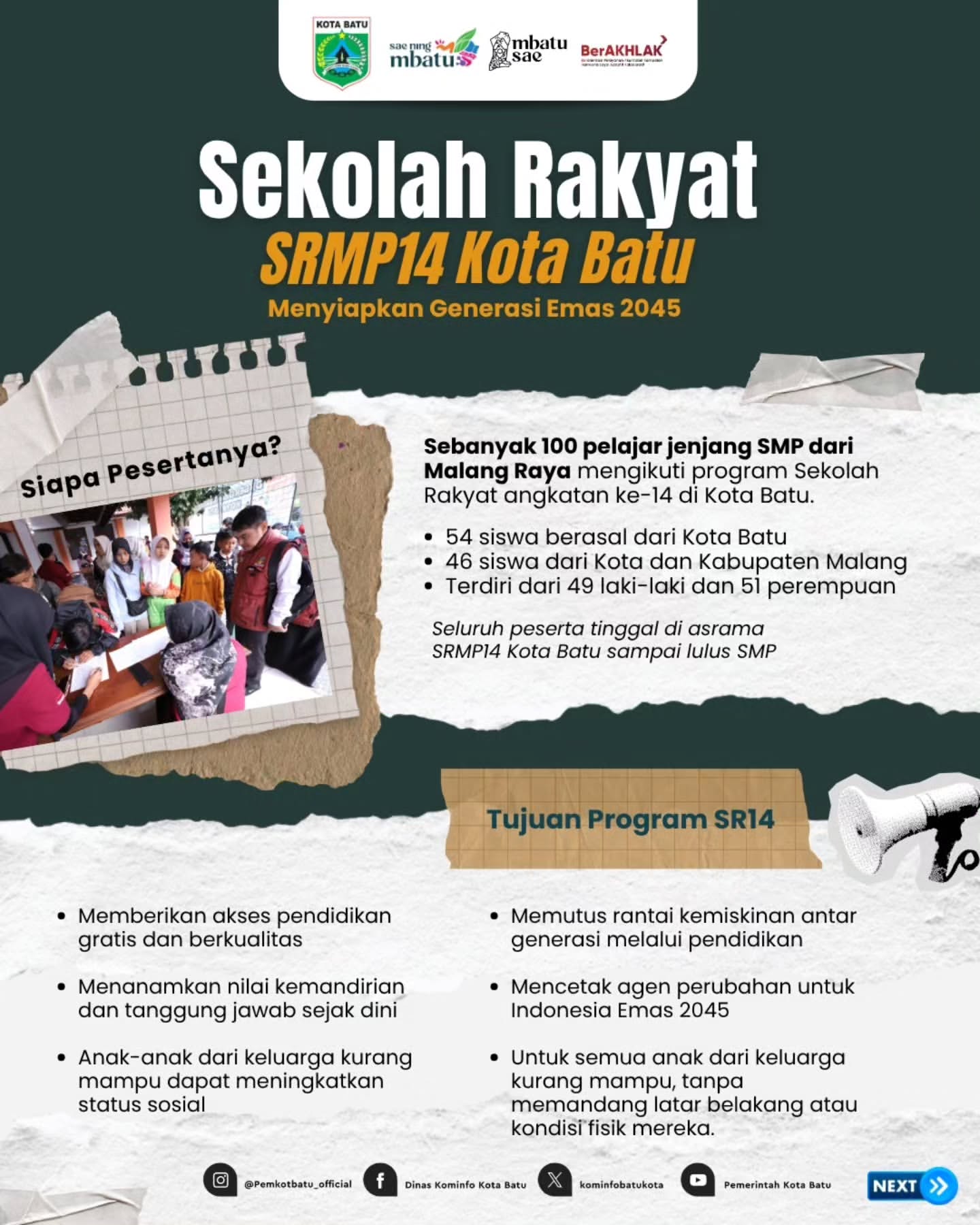 Program Pendidikan Asrama SRMP14 Resmi Dimulai di Kota Batu