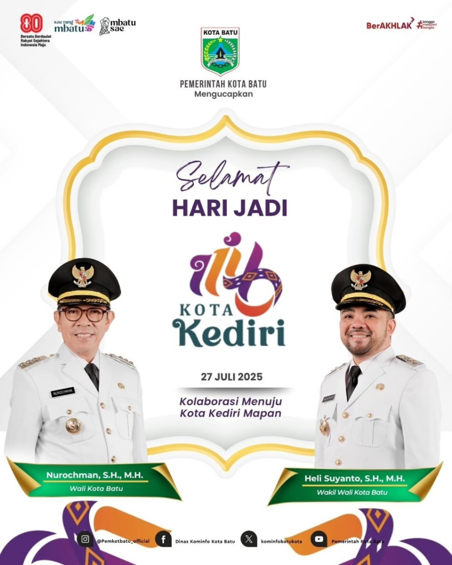 Hari Jadi Kota Kediri yang ke-1146 Diresmikan dengan Harapan Kesejahteraan