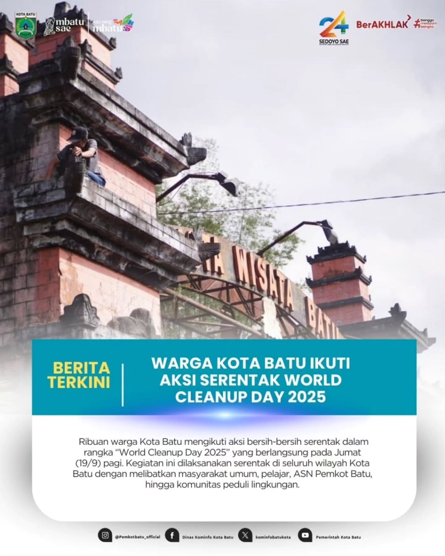 Warga Kota Batu Ikuti Aksi Bersih Serentak dalam World Cleanup Day 2025