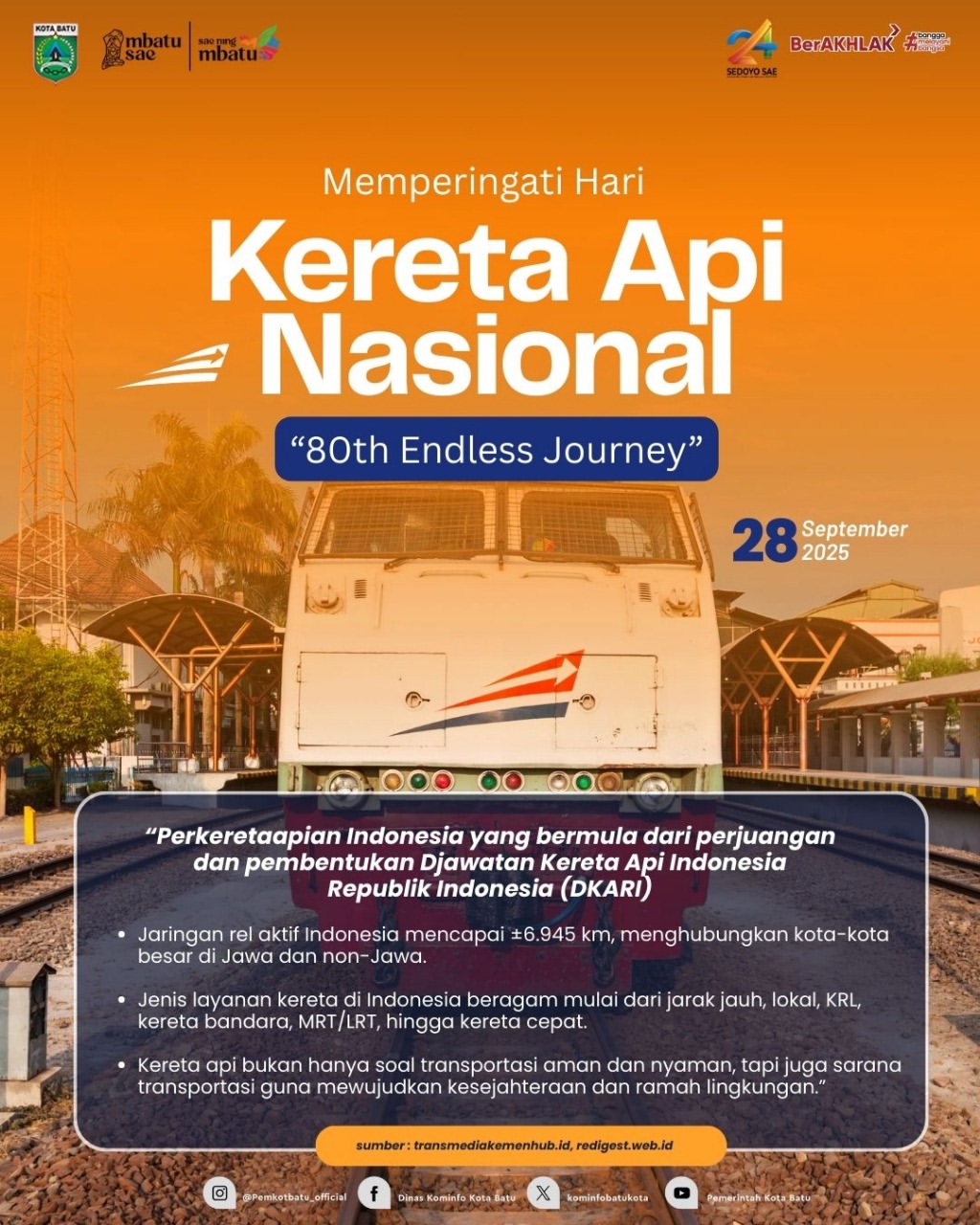 Perjalanan 80 Tahun Kereta Api Indonesia: Menghubungkan Bangsa dan Membangun Masa Depan