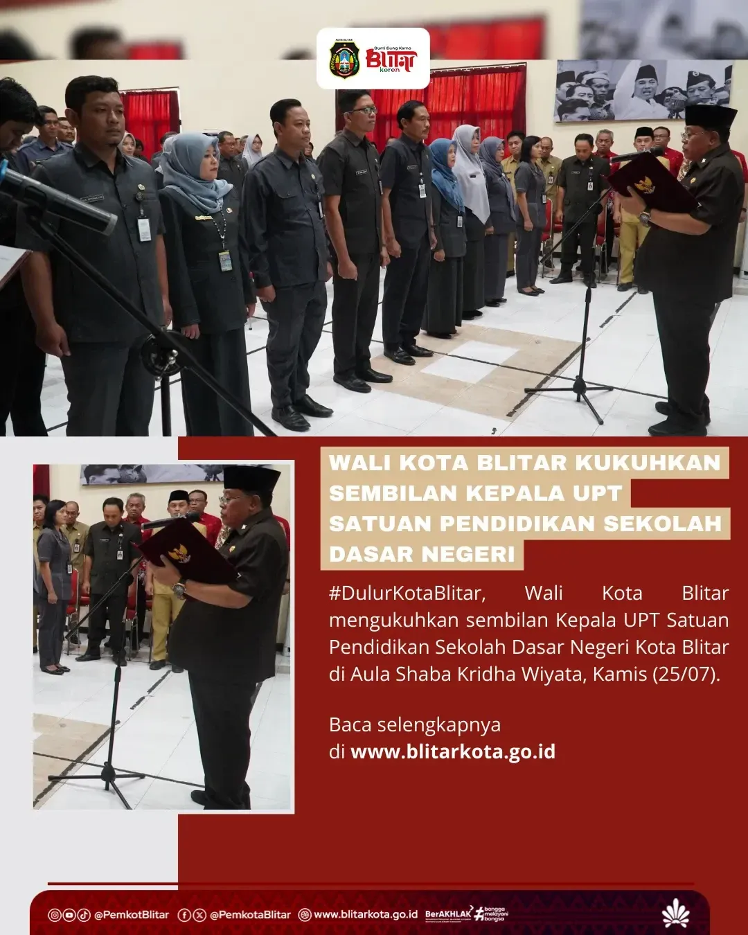 Pengukuhan Kepala UPT Pendidikan SD di Kota Blitar